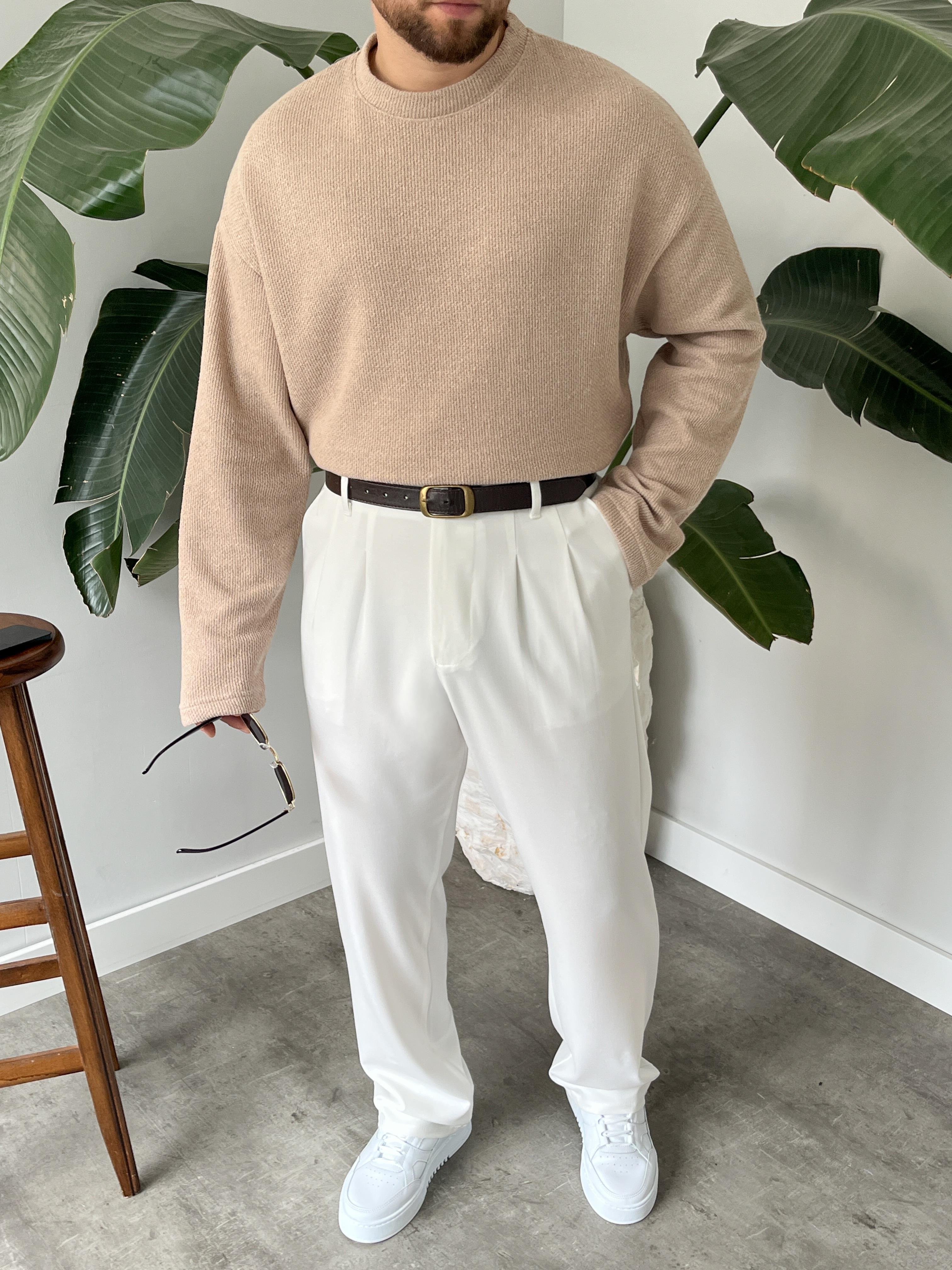 Vizon Dokulu Örme Triko Sweatshirt