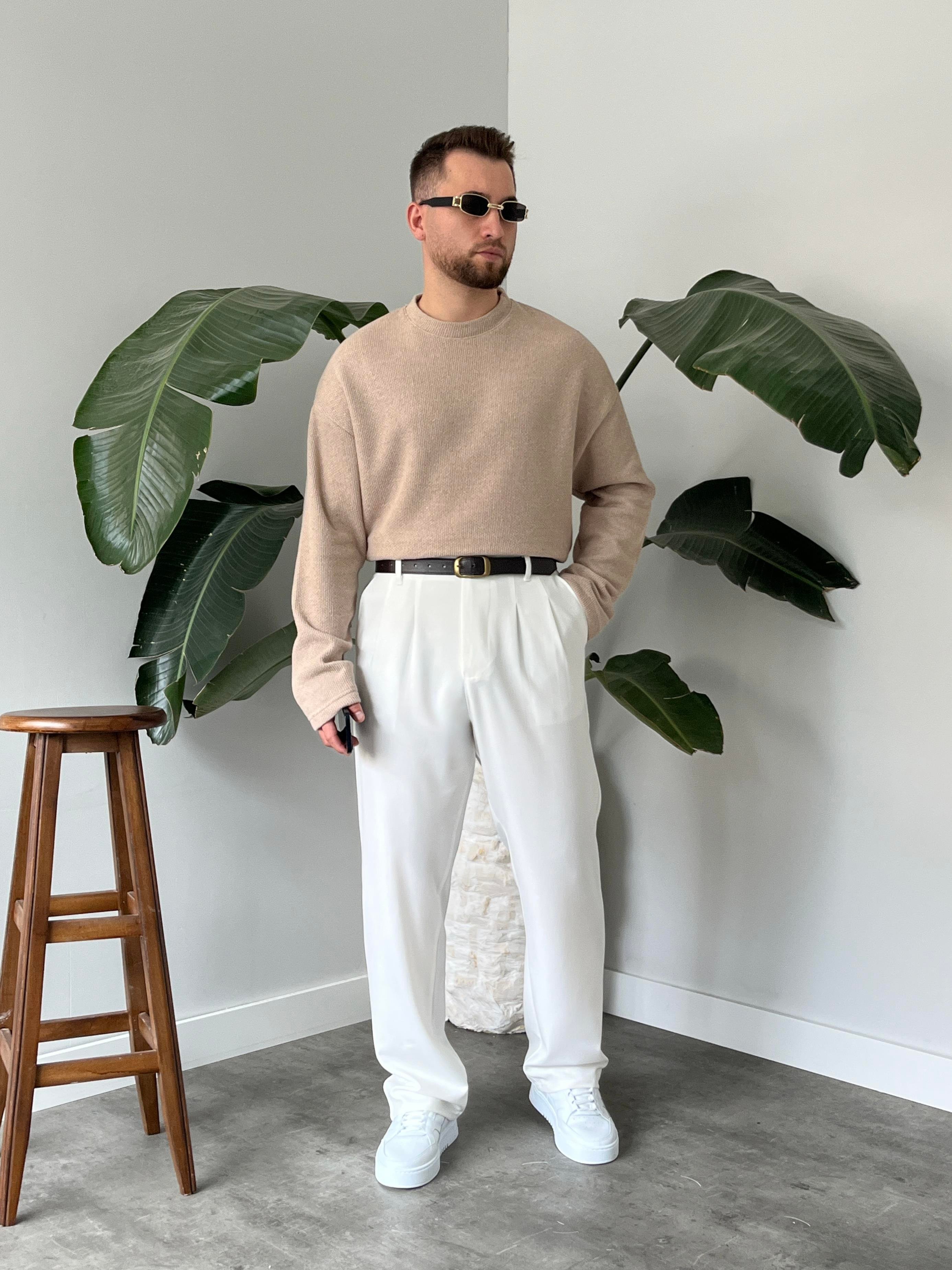 Vizon Dokulu Örme Triko Sweatshirt