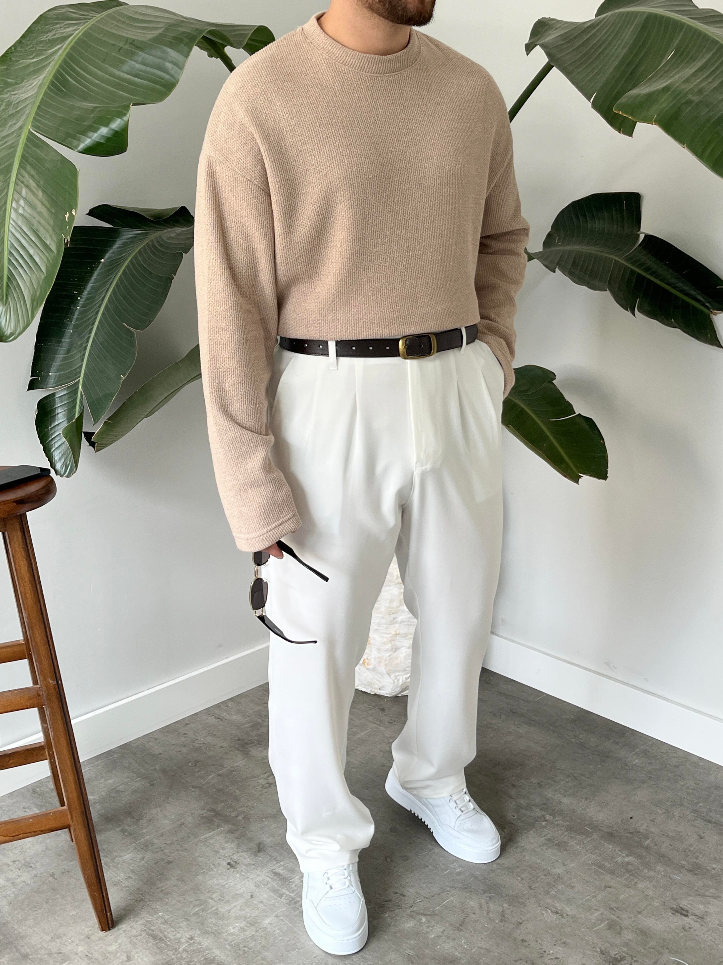 Vizon Dokulu Örme Triko Sweatshirt