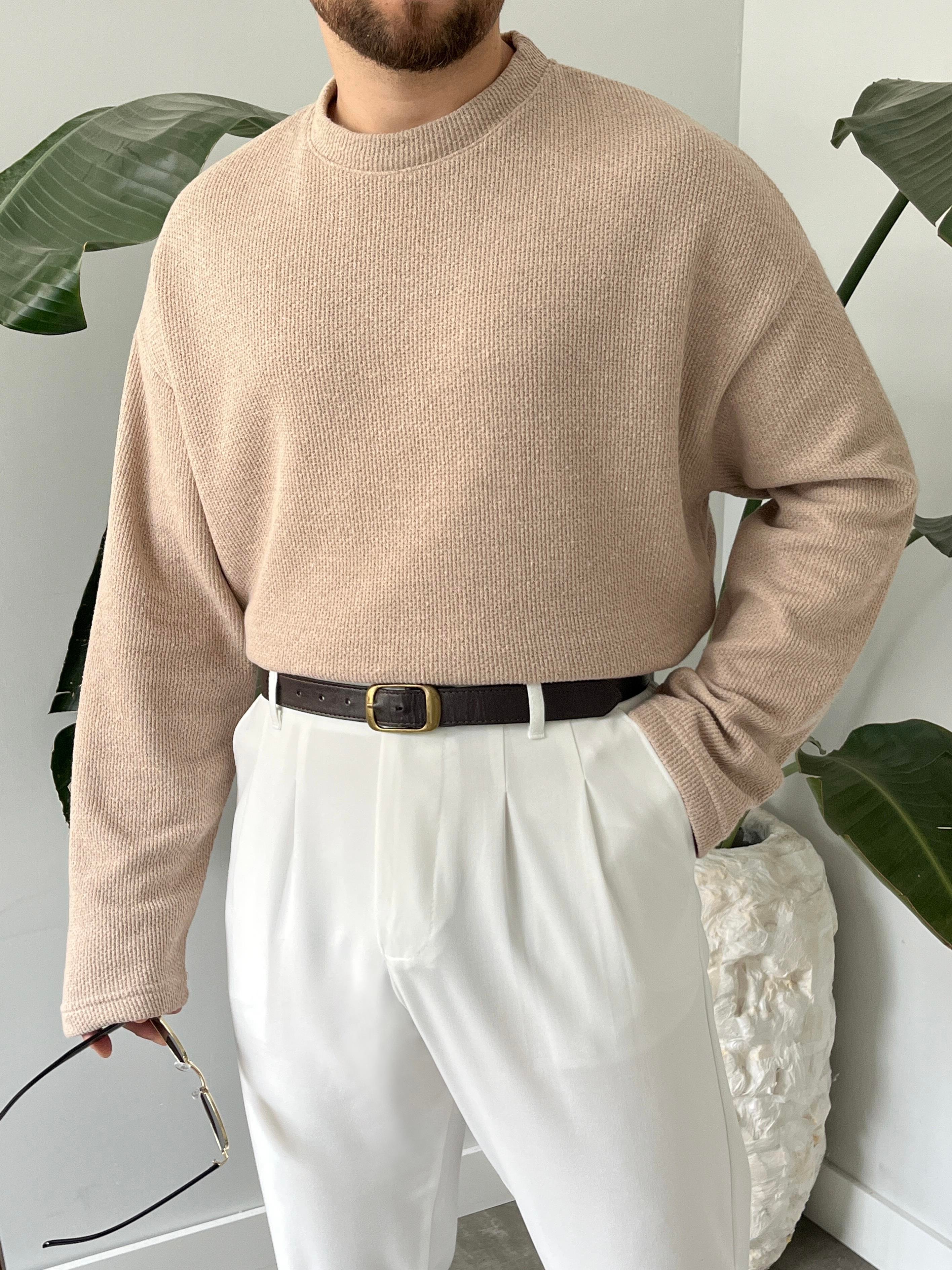 Vizon Dokulu Örme Triko Sweatshirt