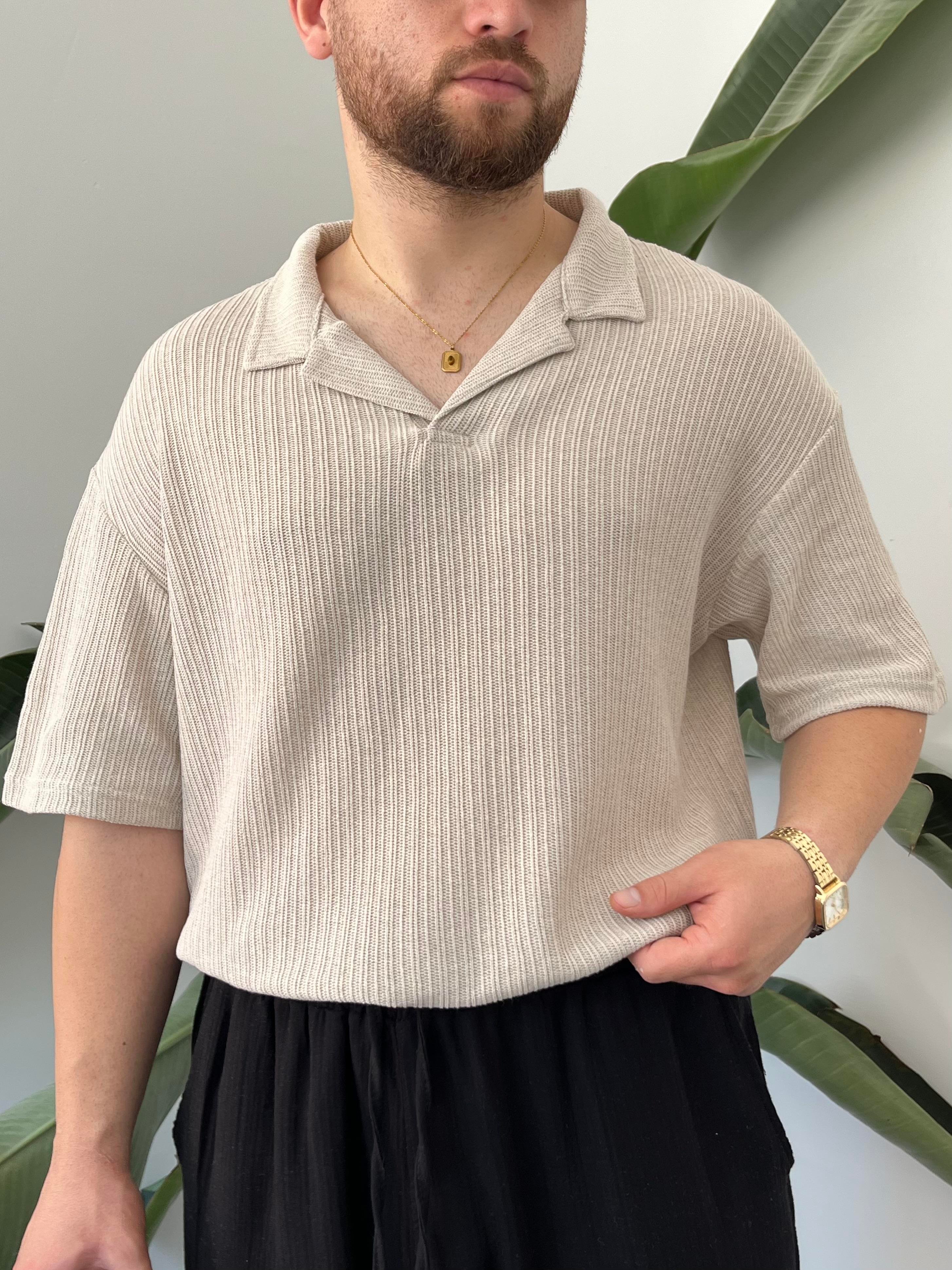 Vizon Polo Yaka Örme Triko T-shirt