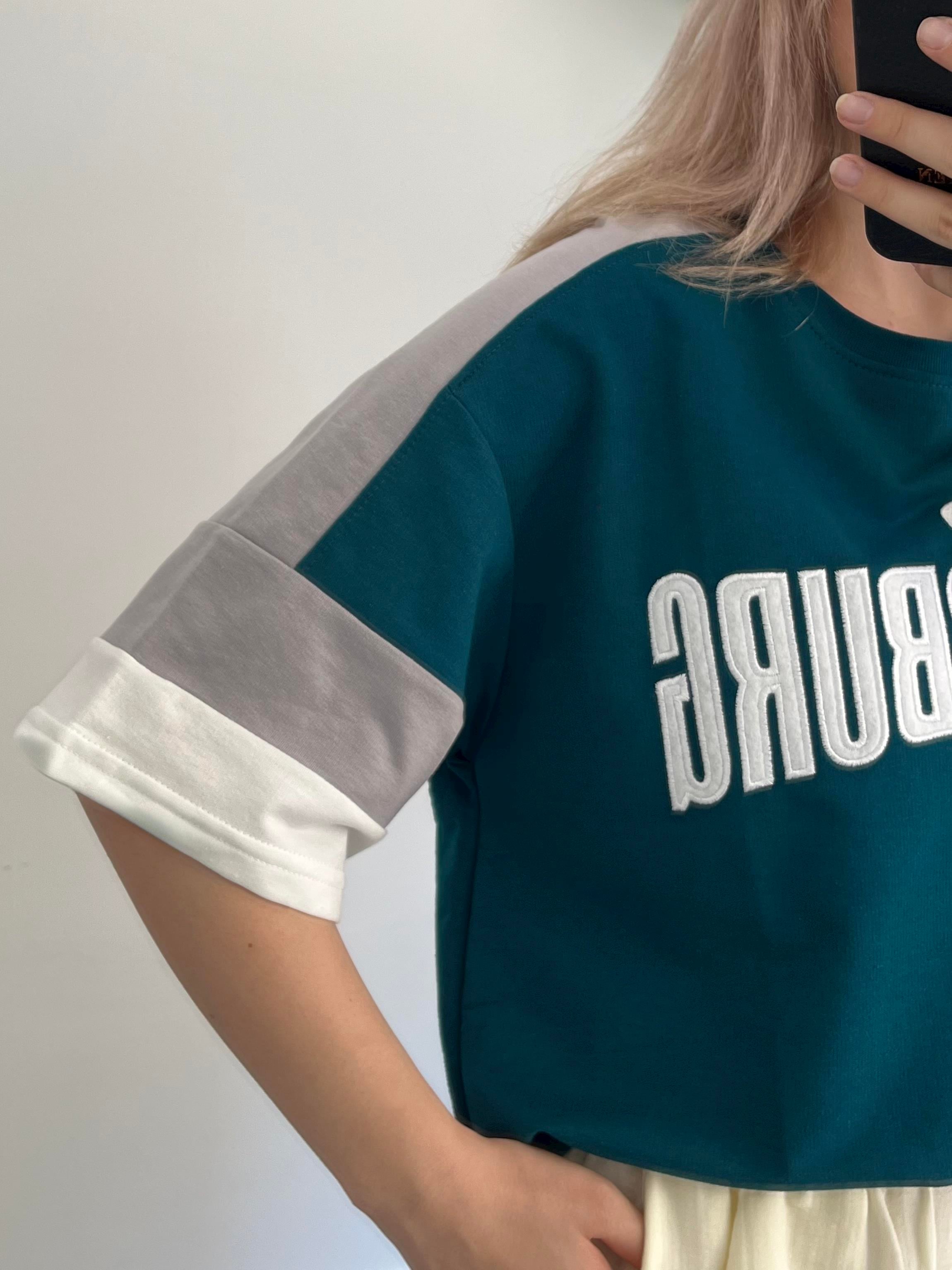 Williamsburg Nakışlı Petrol Oversize T-shirt