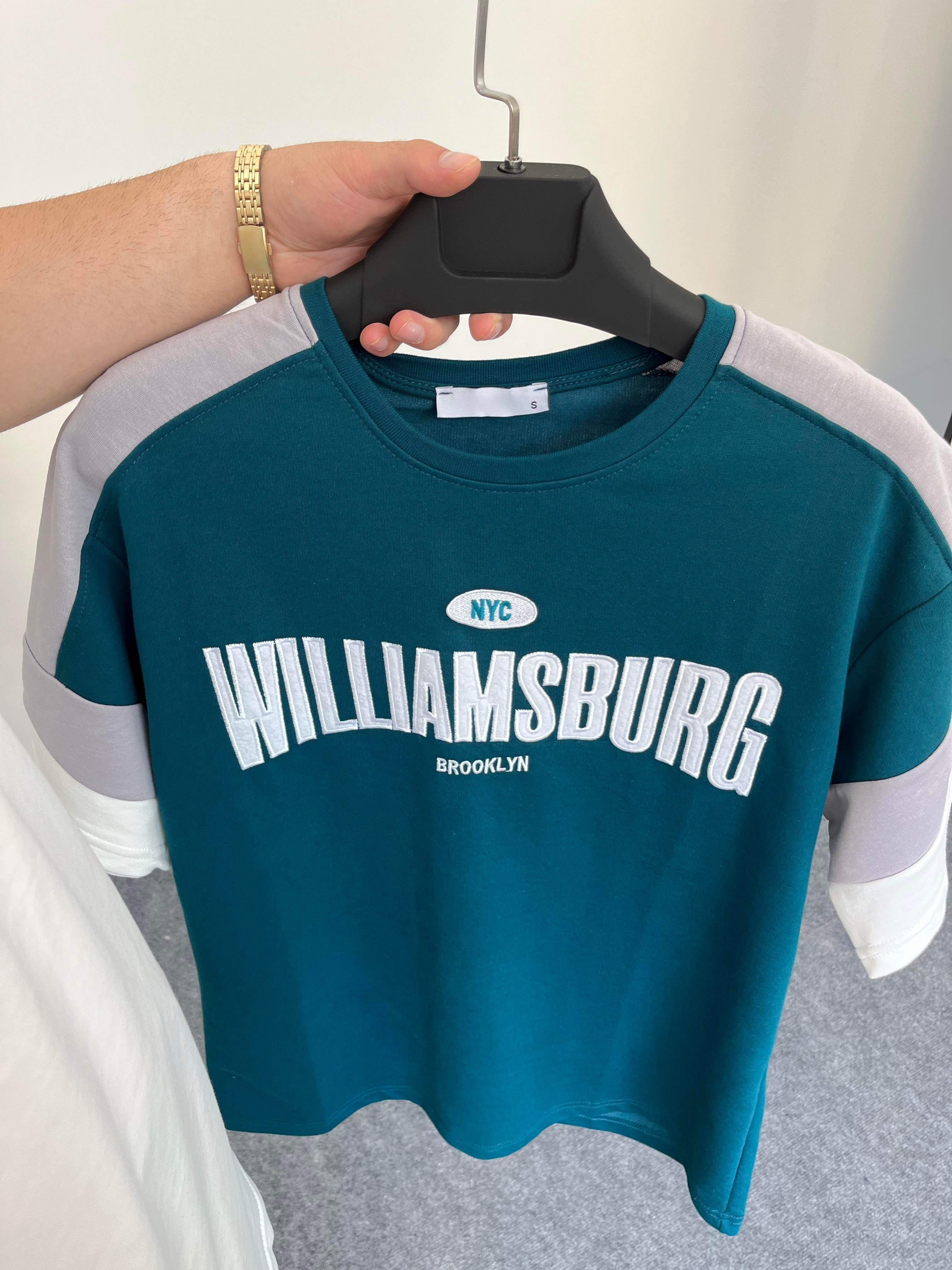 Williamsburg Nakışlı Petrol Oversize T-shirt