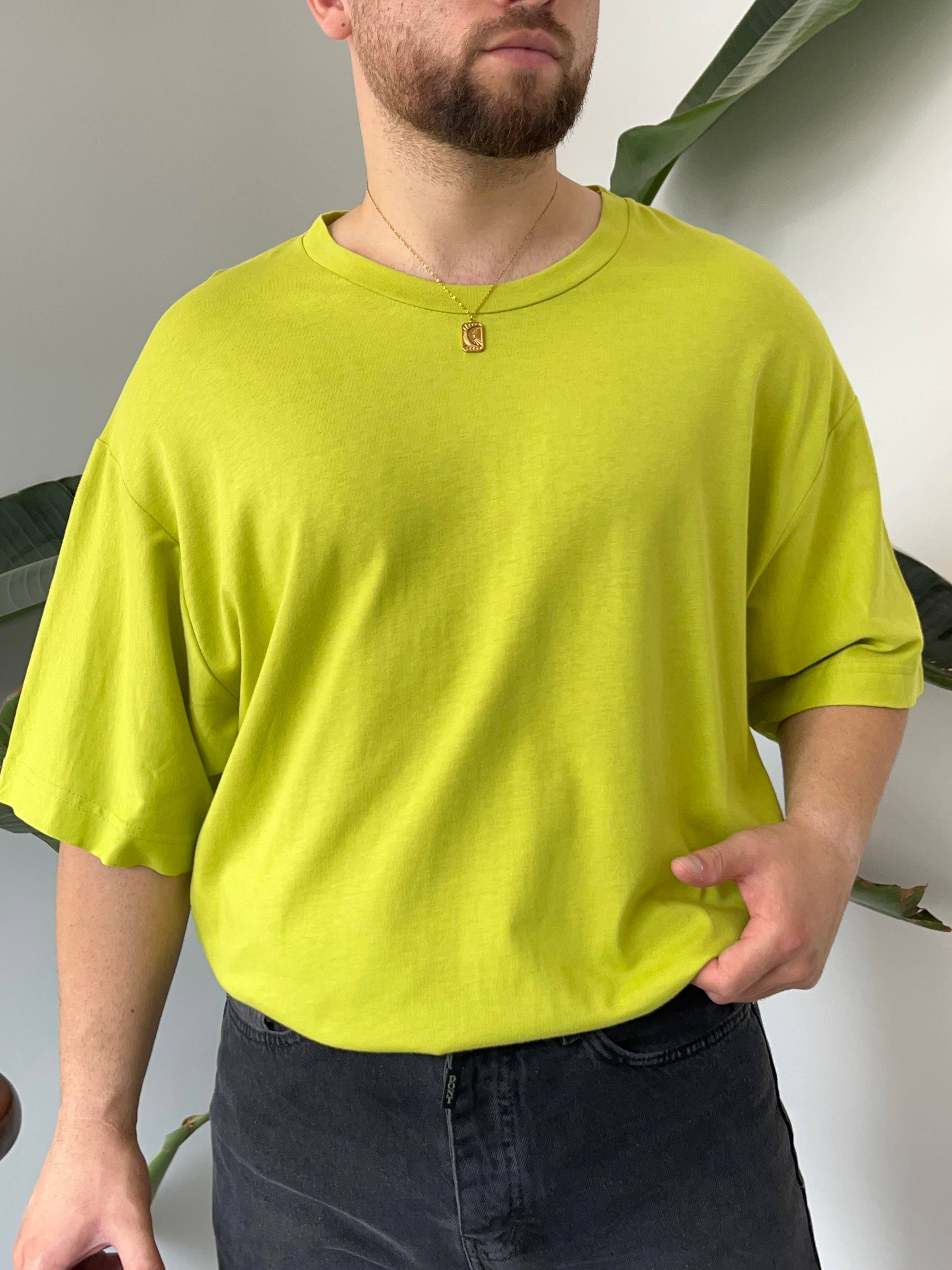 Yağ Yeşili Oversize Basic T-shirt