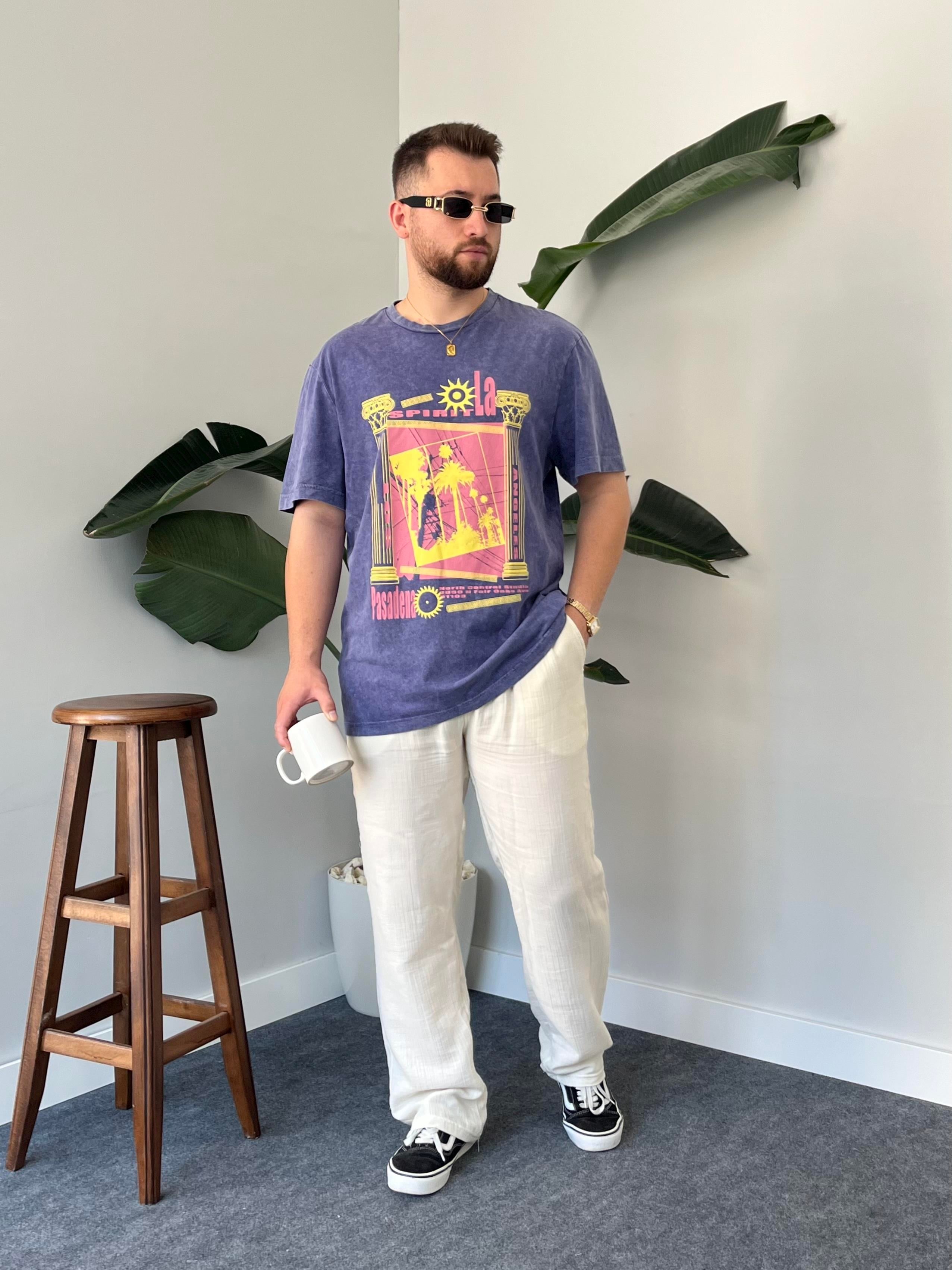 Yıkamalı Baskılı T-shirt