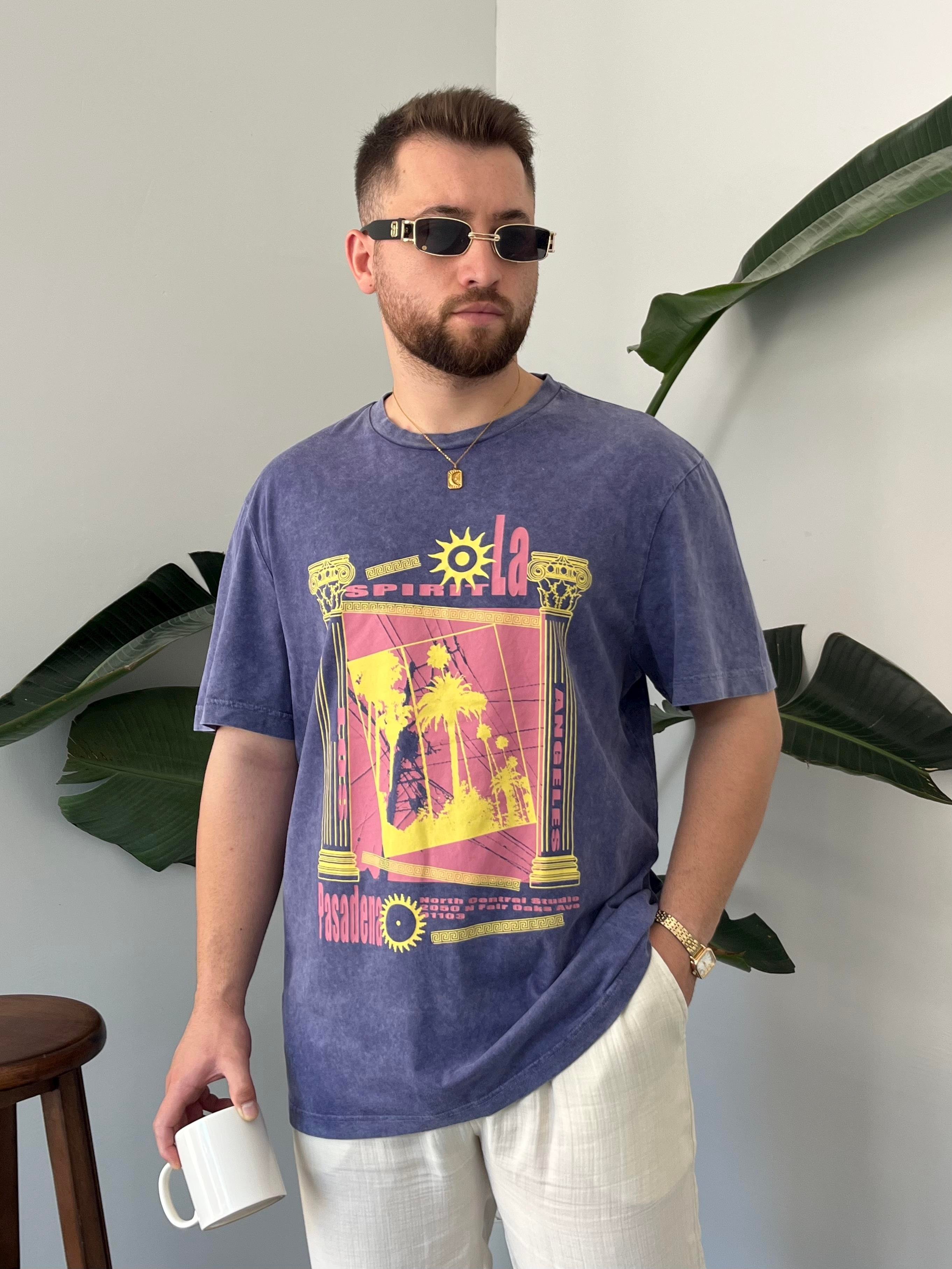 Yıkamalı Baskılı T-shirt