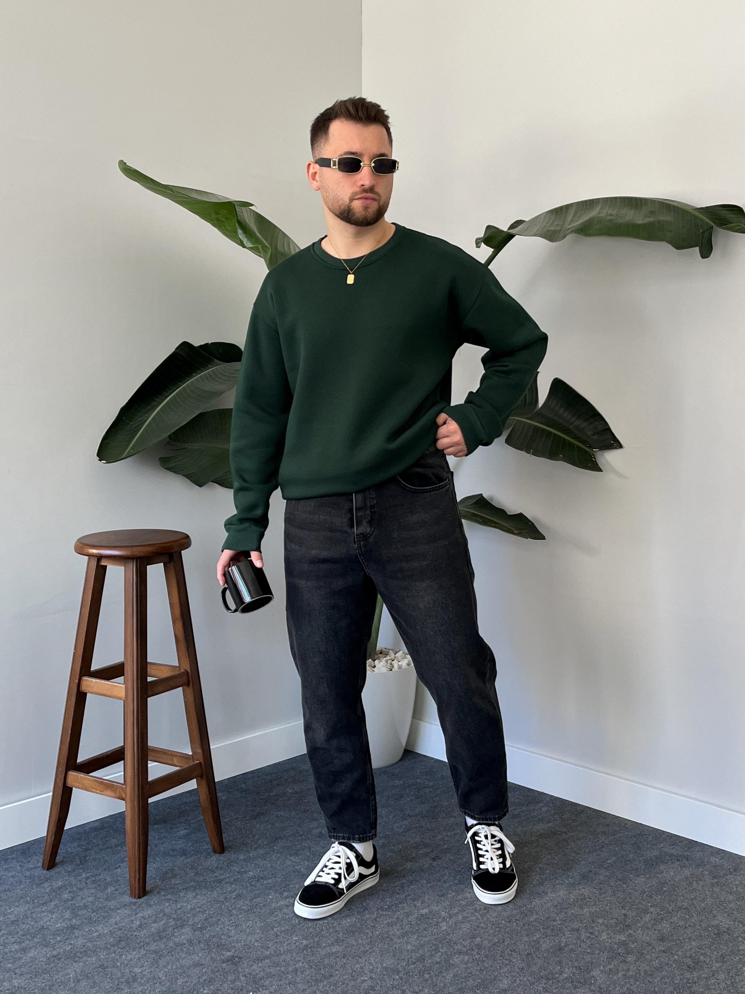 Zümrüt Üç İplik Şardonlu Basic Sweatshirt