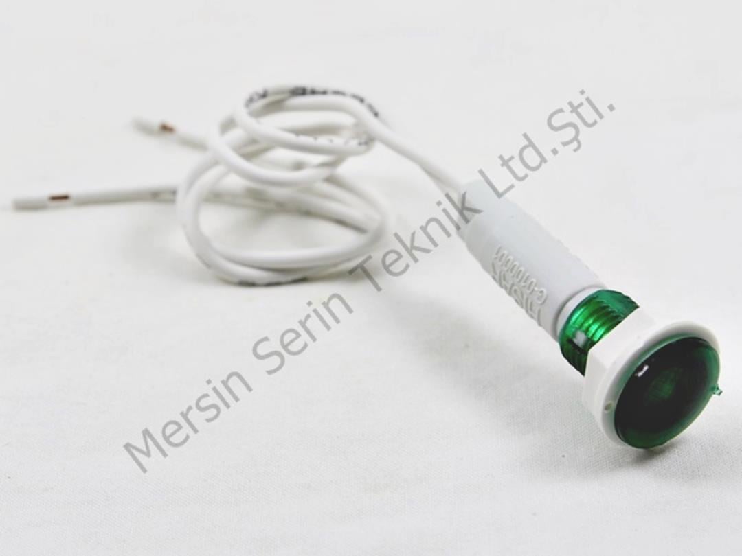 10mm Yeşil Kablolu Somunlu Sinyal Lambası 