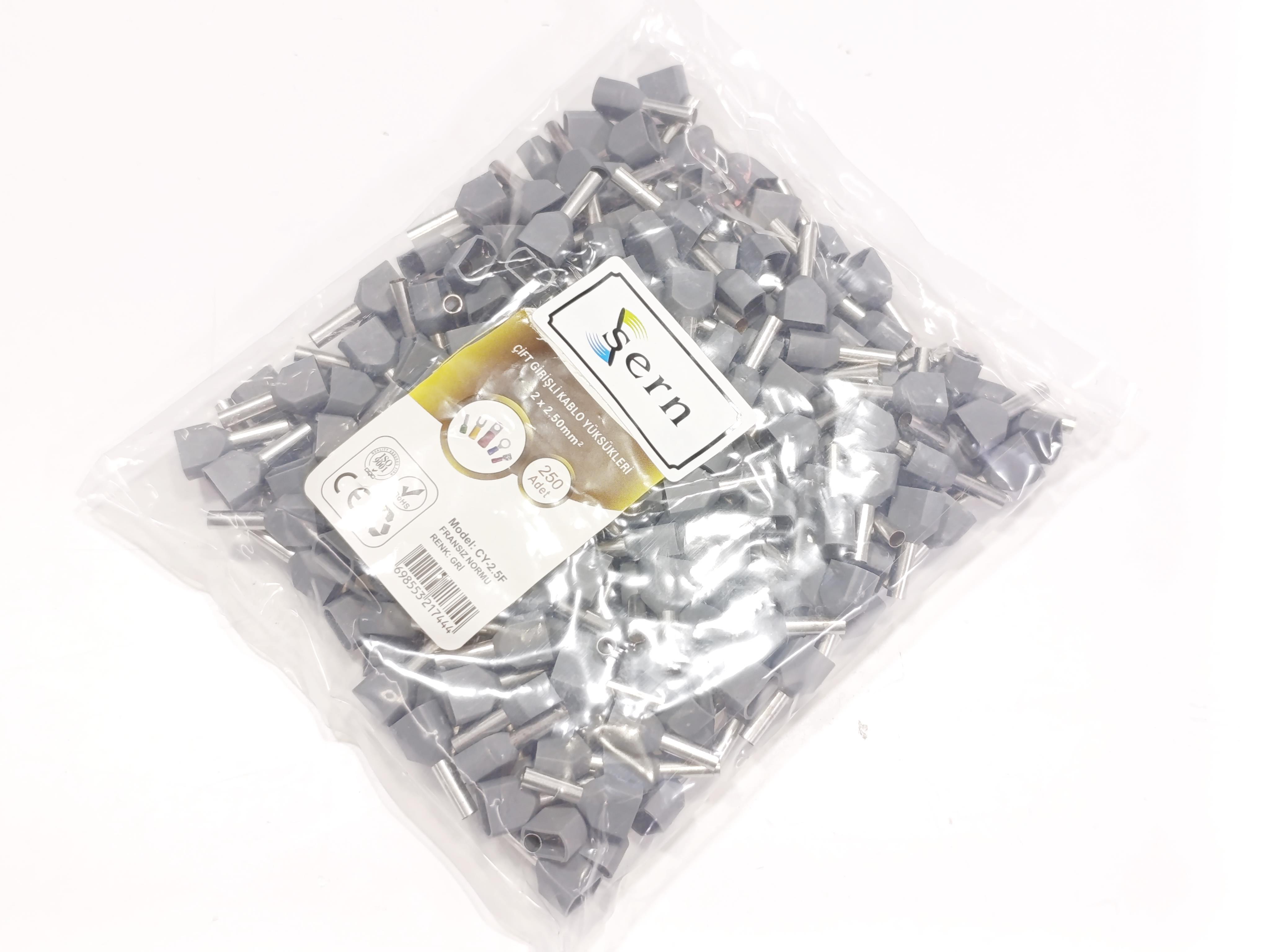 07.Cable Ferrules2.5mm Twin Entry Insulated Wire Ferrules – French Standard – Grey – Pack of 2502.5mm Twin Entry Insulated Wire Ferrules – French Standard – Grey – Pack of 250