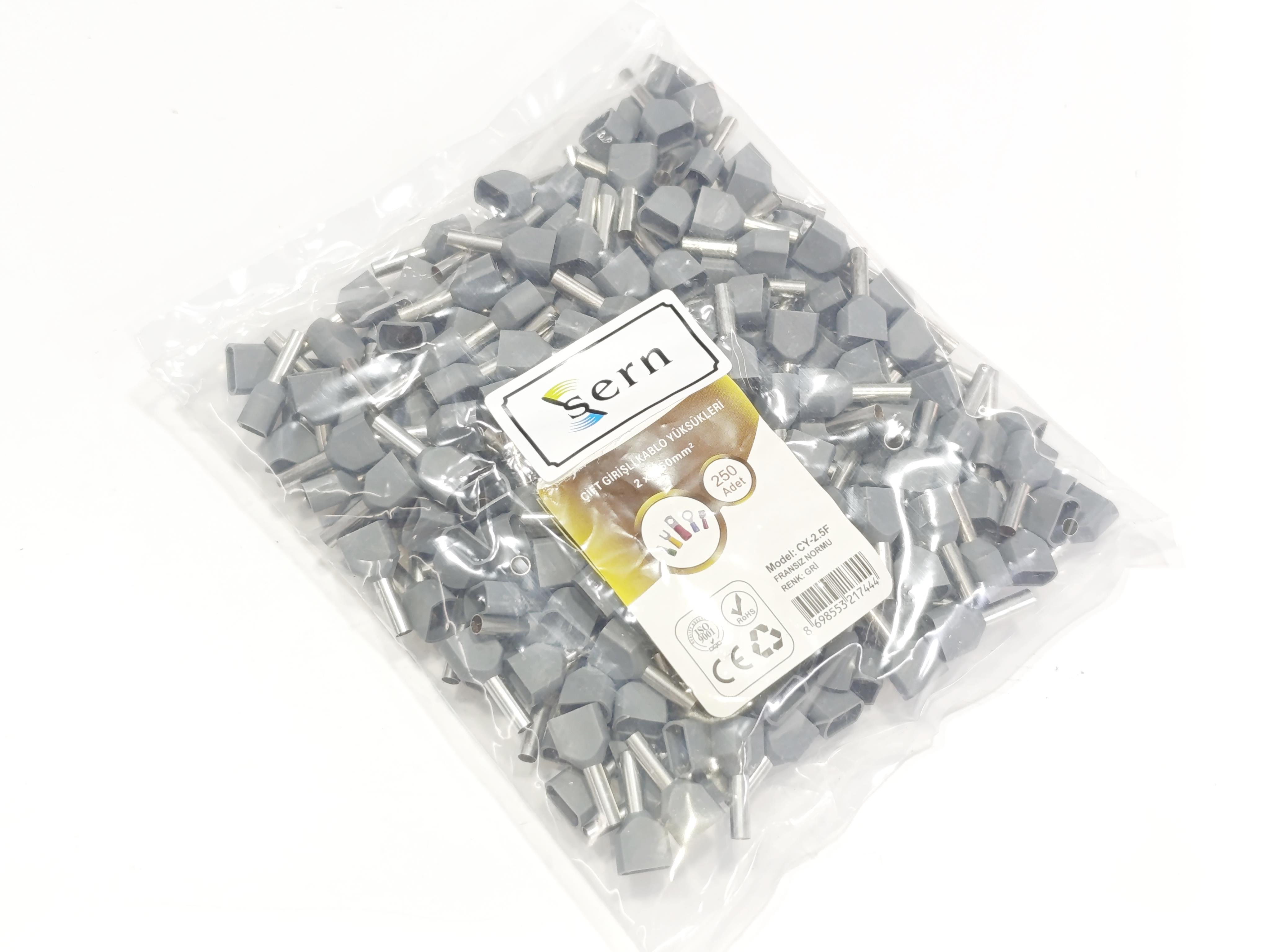 07.Cable Ferrules2.5mm Twin Entry Insulated Wire Ferrules – French Standard – Grey – Pack of 2502.5mm Twin Entry Insulated Wire Ferrules – French Standard – Grey – Pack of 250