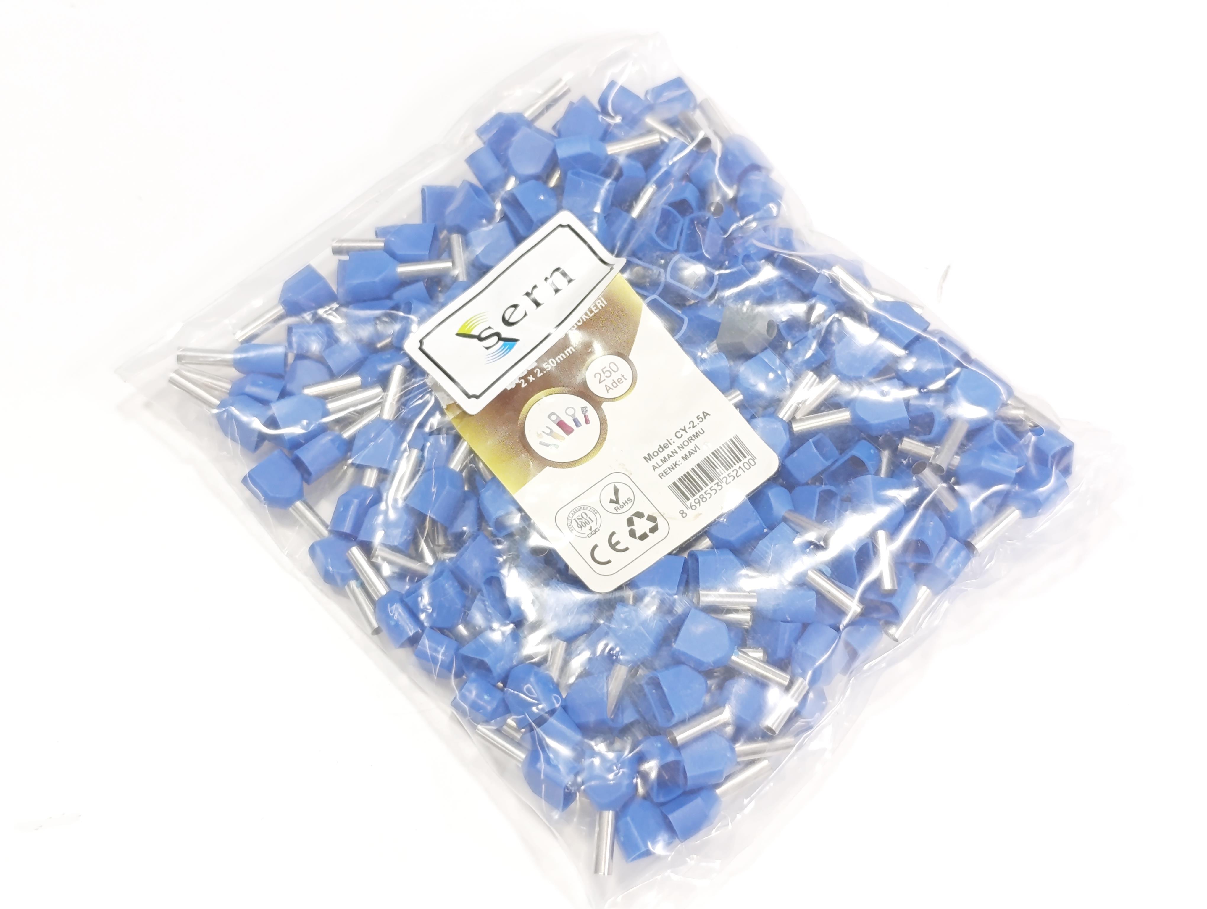 07.Cable Ferrules2.5mm Twin Entry Insulated Wire Ferrules – German Standard – Blue – Pack of 2502.5mm Twin Entry Insulated Wire Ferrules – German Standard – Blue – Pack of 250