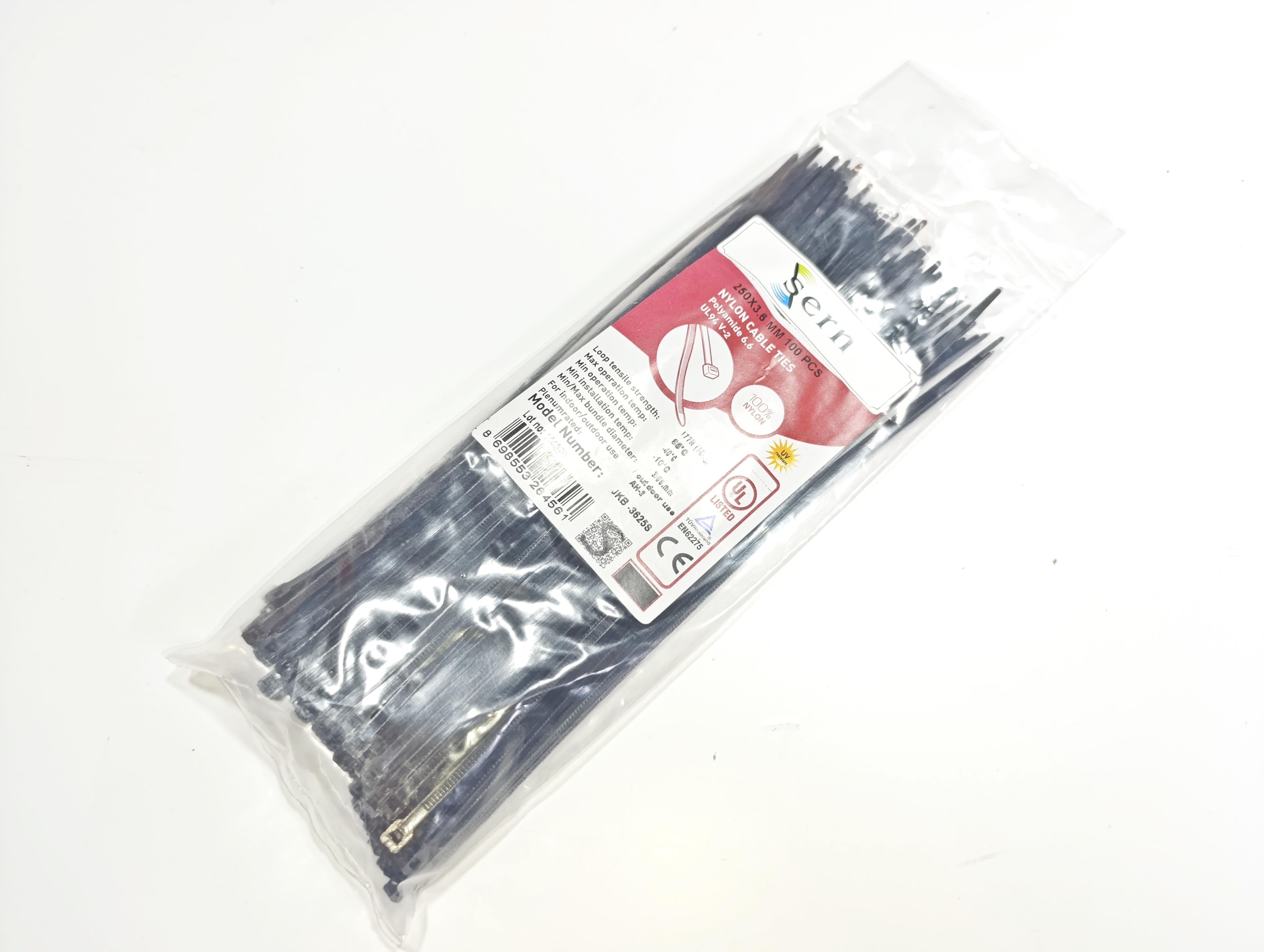 06. Cable Ties and Accessories25cm Standard Black Cable Ties – 3.6mm Width Heavy-Duty Plastic Zip Ties – Pack of 10025cm Standard Black Cable Ties – 3.6mm Width Heavy-Duty Plastic Zip Ties – Pack of 100