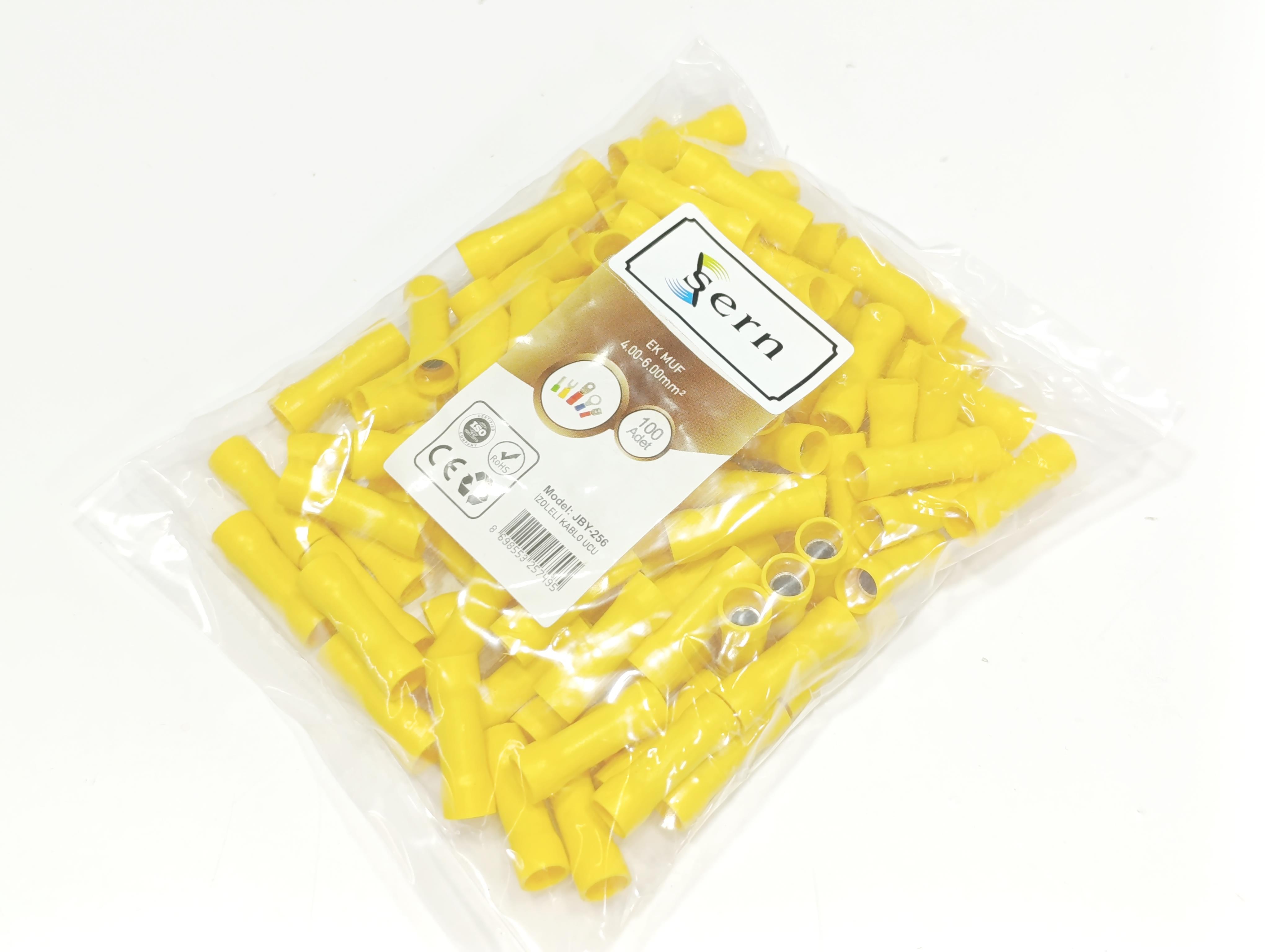  08.Insulated Cable Ends4 x 6 mm² Butt Connector Insulated Cable End Terminals Yellow Colour – 1 Pack – 100 Pieces4 x 6 mm² Butt Connector Insulated Cable End Terminals Yellow Colour – 1 Pack – 100 Pieces