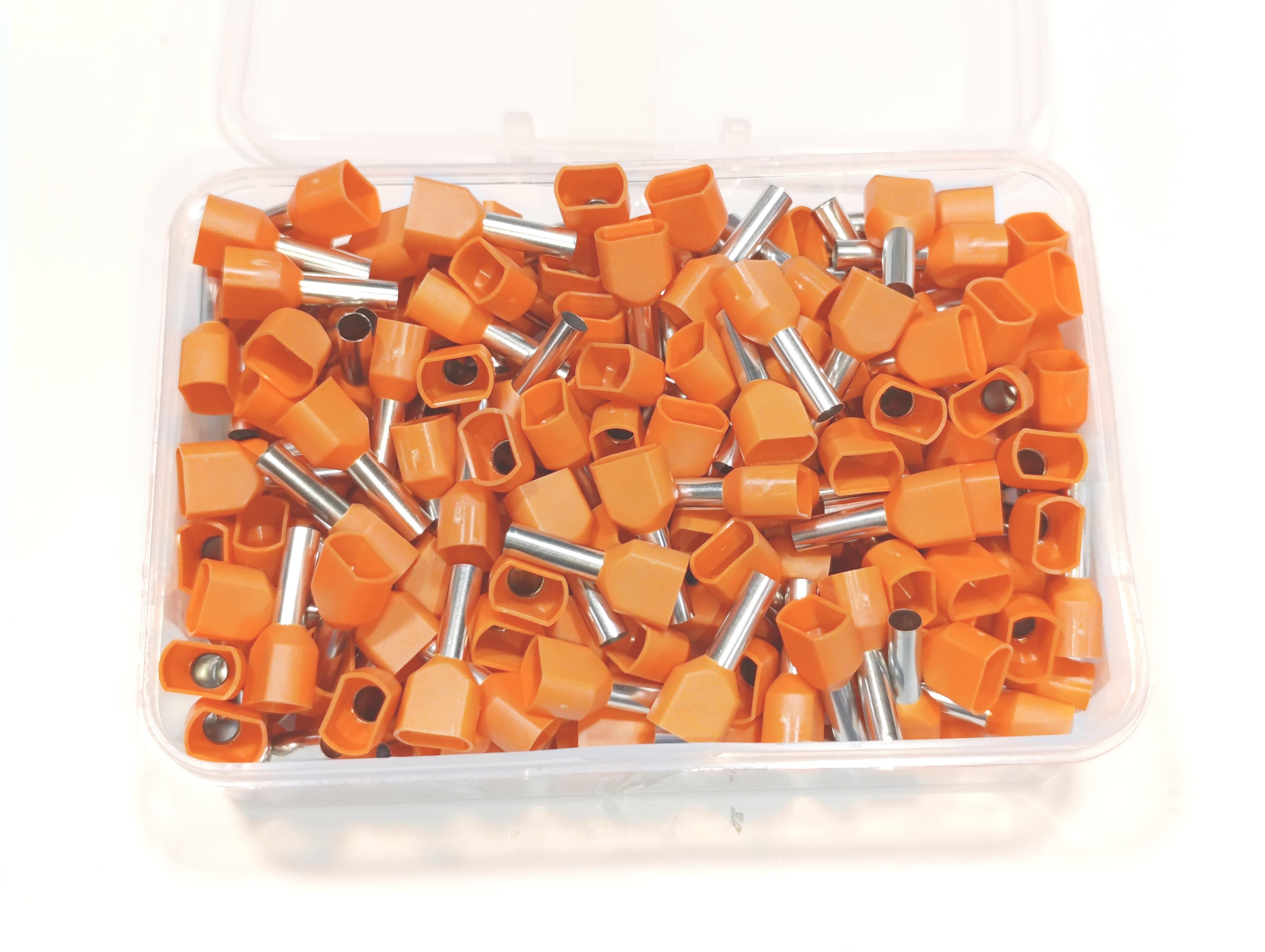 07.Cable Ferrules4mm Twin Entry Insulated Wire Ferrules – French Standard – Orange – Pack of 2004mm Twin Entry Insulated Wire Ferrules – French Standard – Orange – Pack of 200