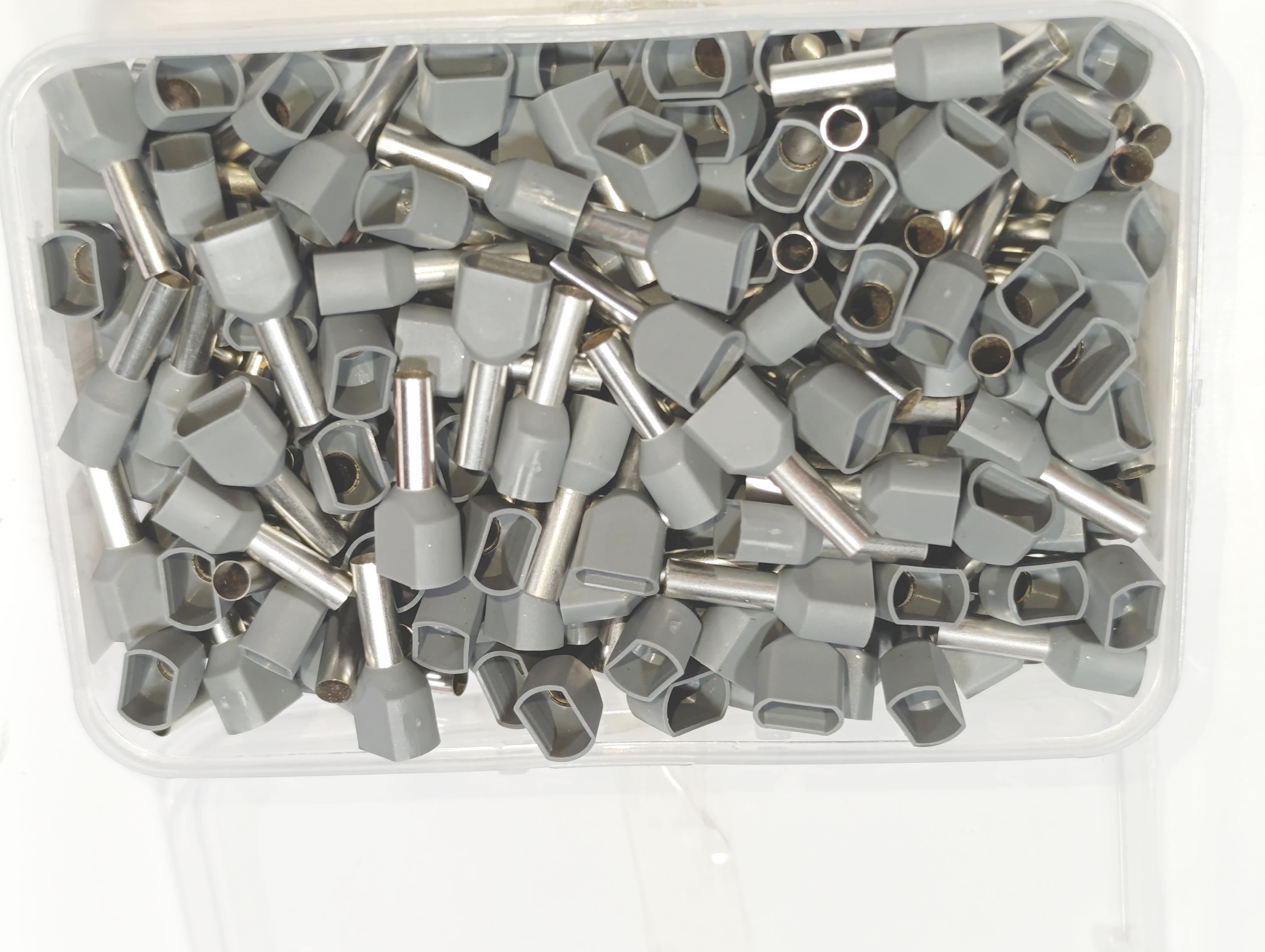 07.Cable Ferrules4mm Twin Entry Insulated Wire Ferrules – German Standard – Grey – Pack of 2004mm Twin Entry Insulated Wire Ferrules – German Standard – Grey – Pack of 200