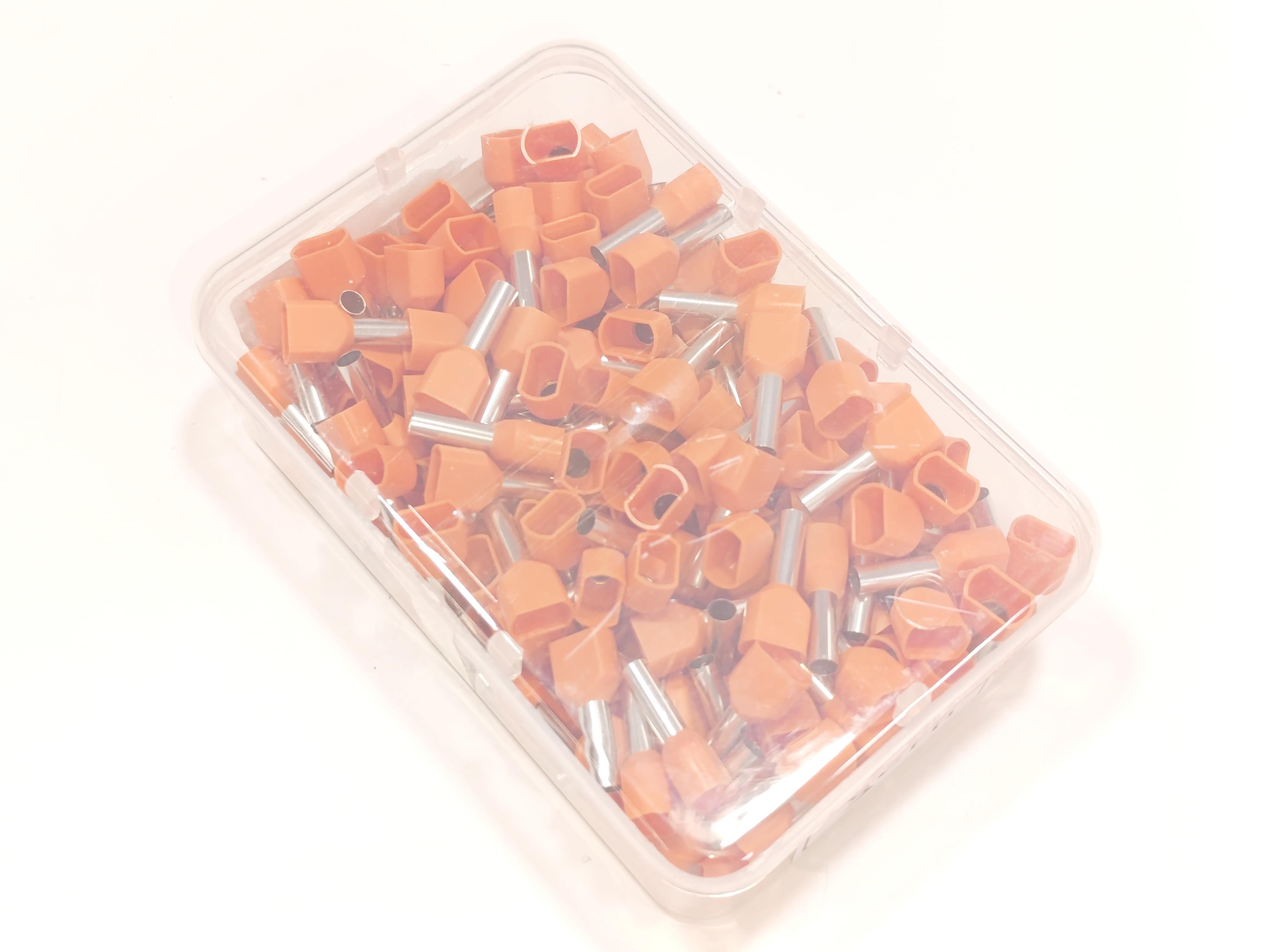 07.Cable Ferrules4mm Twin Entry Insulated Wire Ferrules – French Standard – Orange – Pack of 2004mm Twin Entry Insulated Wire Ferrules – French Standard – Orange – Pack of 200