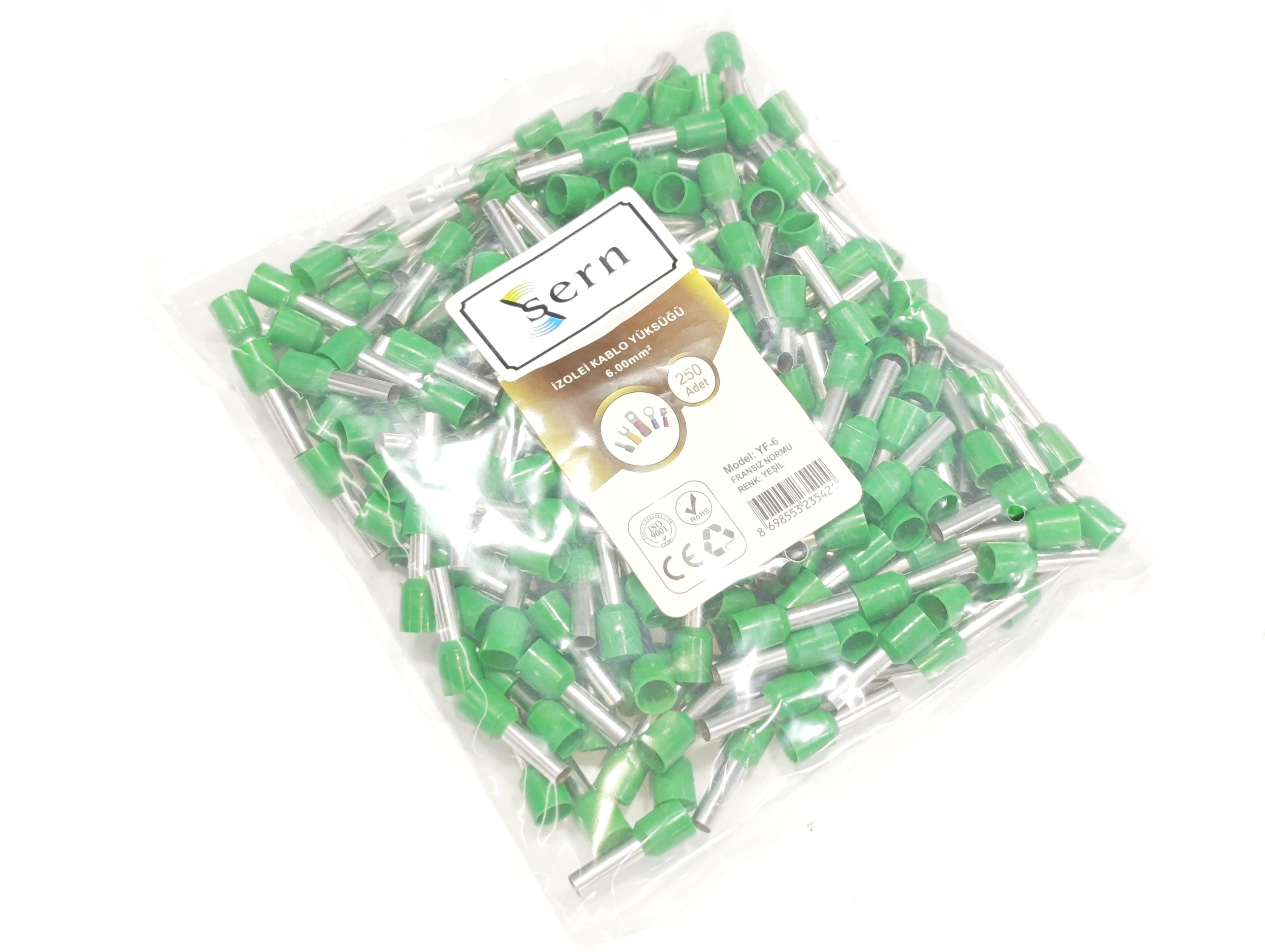 07.Cable Ferrules6mm Insulated Single Wire Ferrules – French Standard – Green – Pack of 2506mm Insulated Single Wire Ferrules – French Standard – Green – Pack of 250