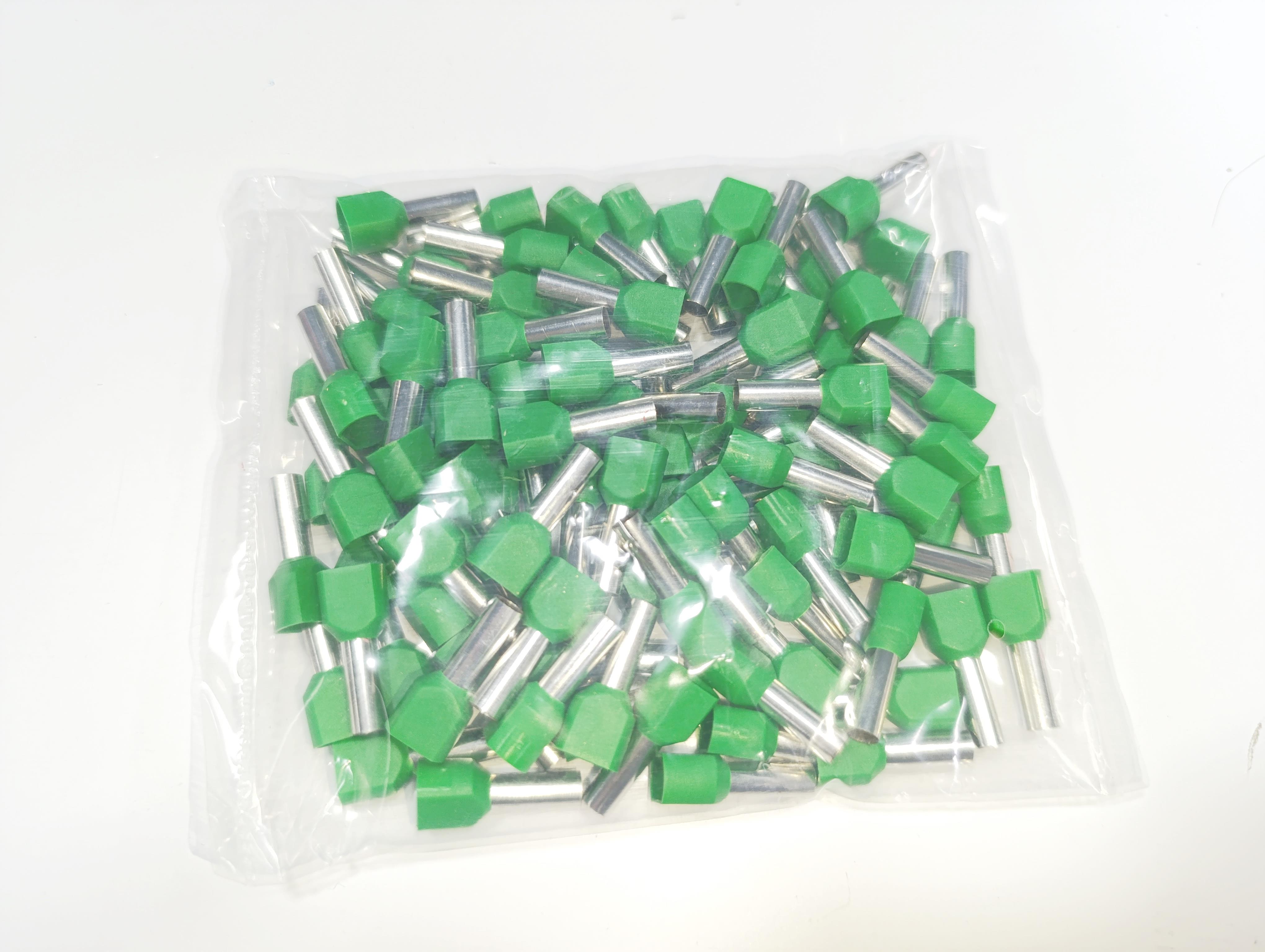 07.Cable Ferrules6mm Twin Entry Insulated Wire Ferrules – French Standard – Green – Pack of 1006mm Twin Entry Insulated Wire Ferrules – French Standard – Green – Pack of 100