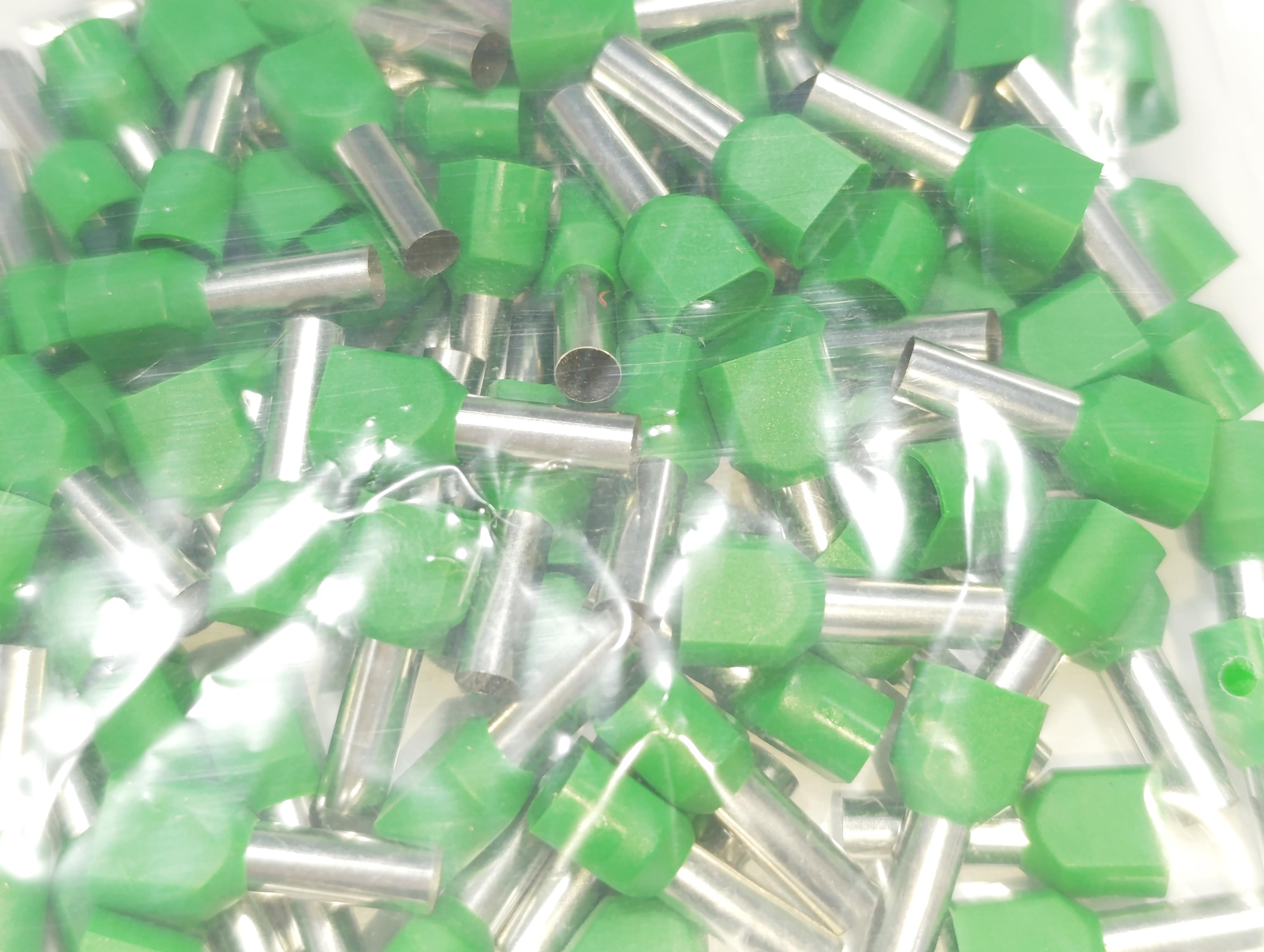 07.Cable Ferrules6mm Twin Entry Insulated Wire Ferrules – French Standard – Green – Pack of 1006mm Twin Entry Insulated Wire Ferrules – French Standard – Green – Pack of 100