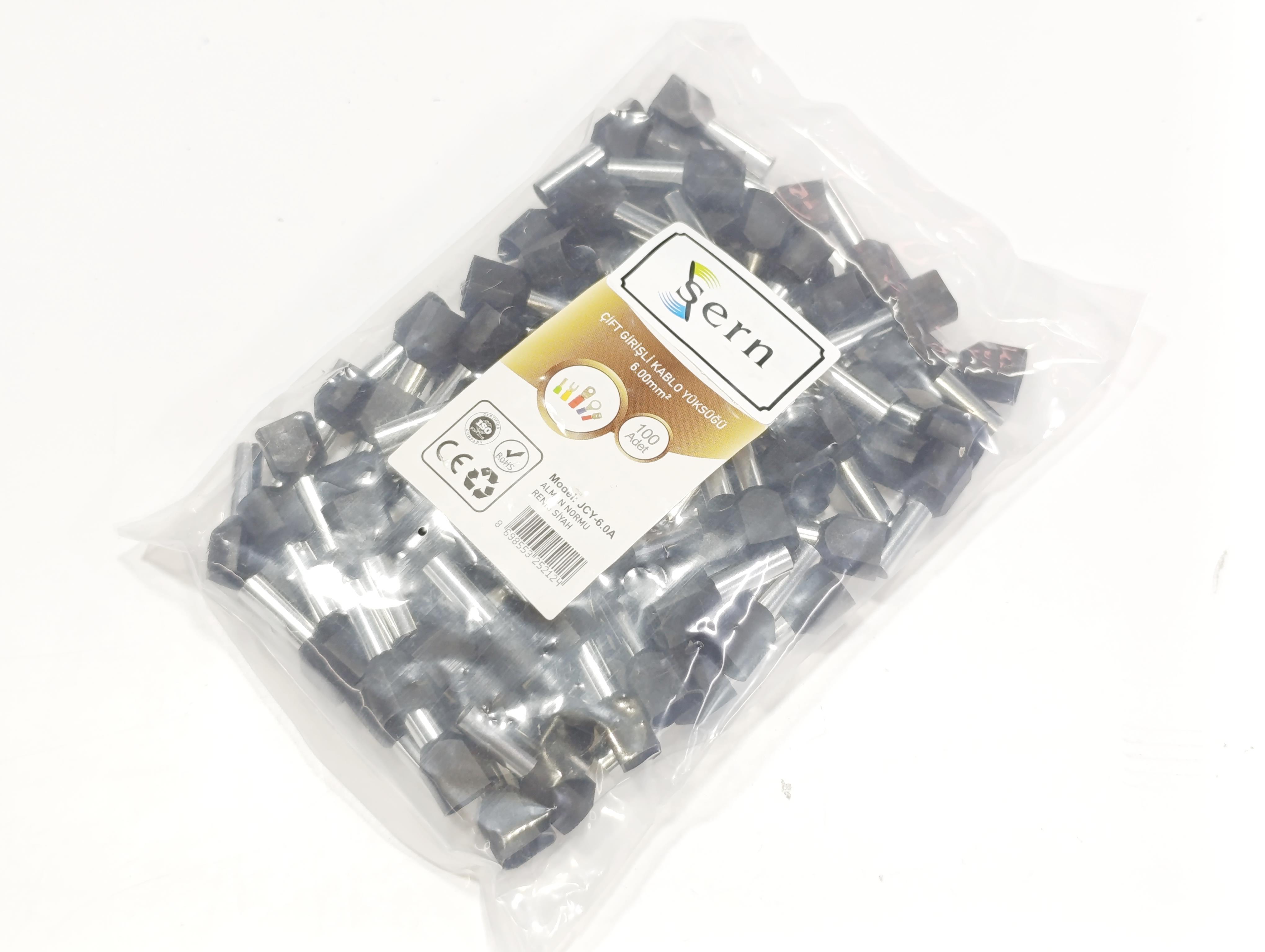 07.Cable Ferrules6mm Twin Entry Insulated Wire Ferrules – German Standard – Black – Pack of 1006mm Twin Entry Insulated Wire Ferrules – German Standard – Black – Pack of 100
