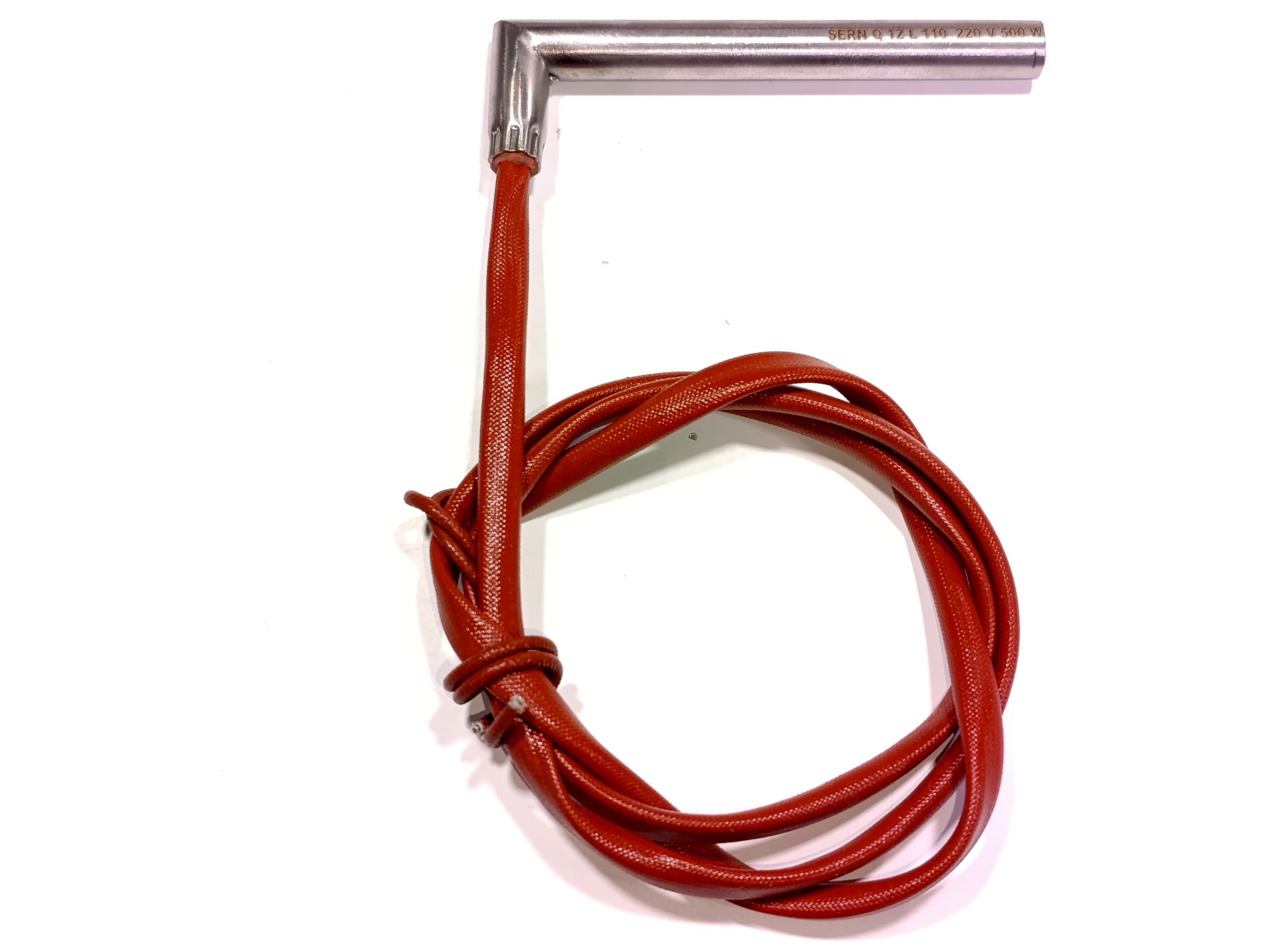 Cartridge Heater 11cm Length - 12mm Diameter - 500 Watt - 230V - Elbowed with 1-Meter Cable