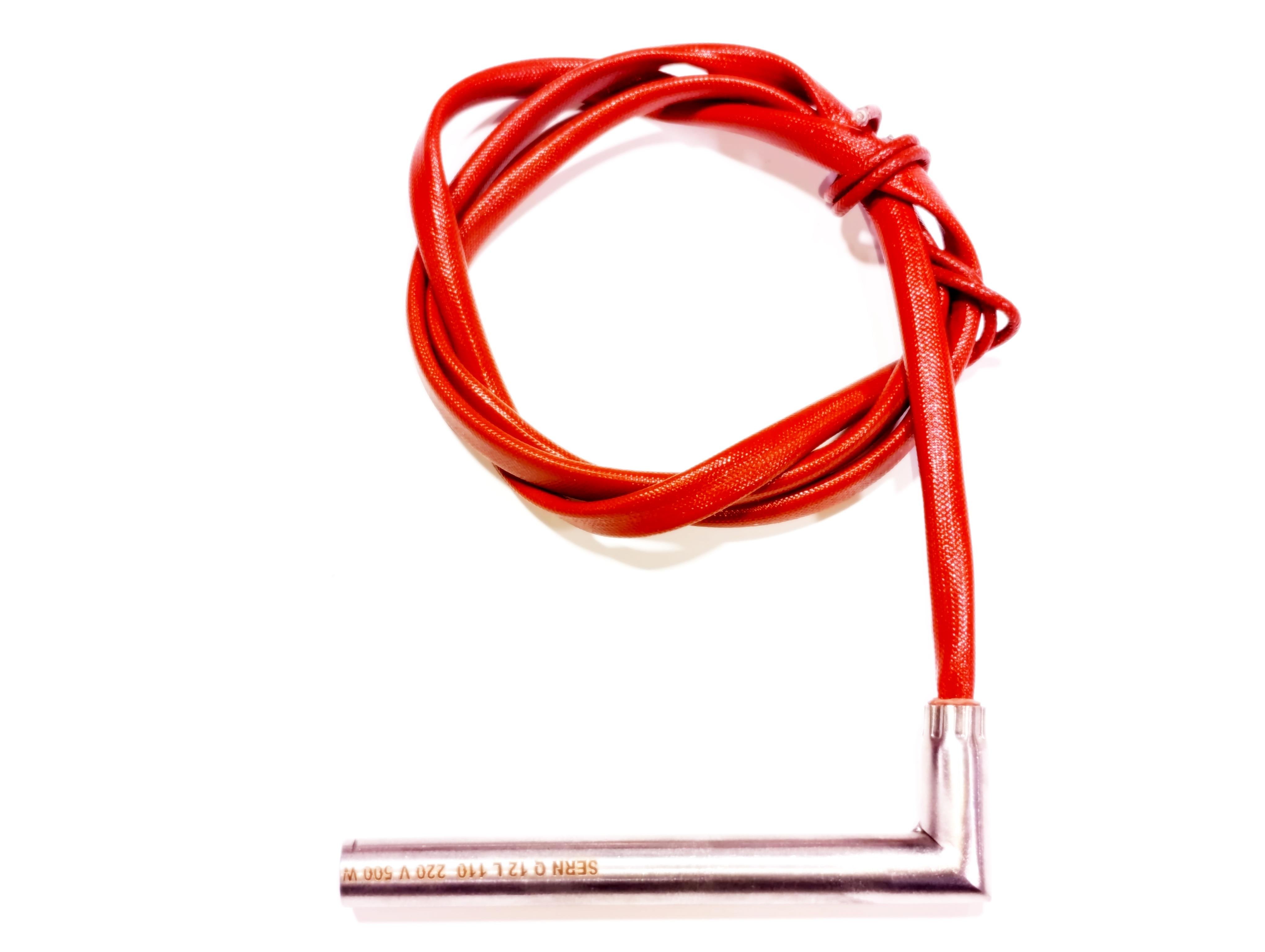 Cartridge Heater 11cm Length - 12mm Diameter - 500 Watt - 230V - Elbowed with 1-Meter Cable
