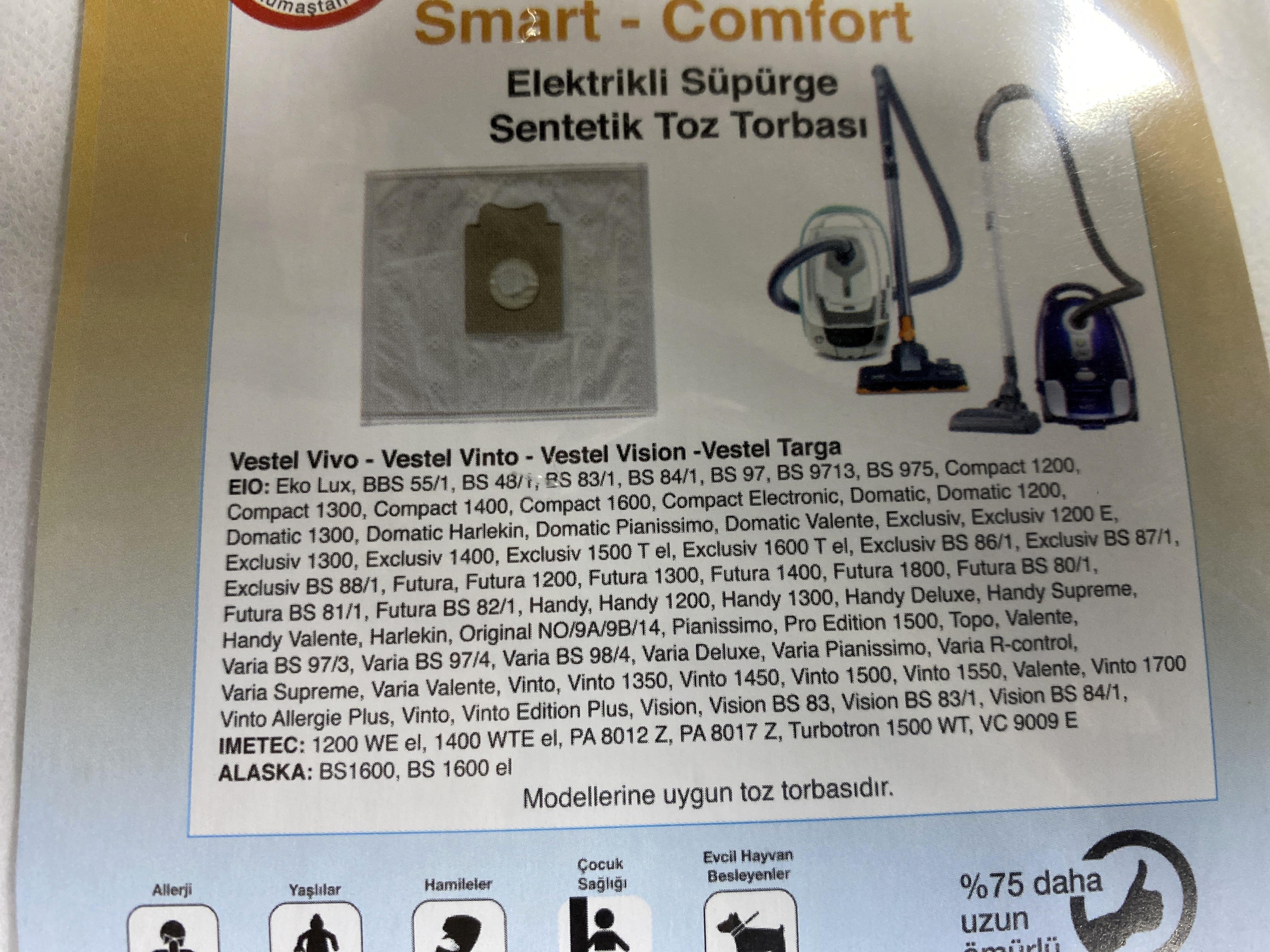 02.Vacuum Cleaner SMS BagsCompatible SMS Synthetic Vacuum Cleaner Dust Bags for Vestel Vinto Model (5-Pack)Compatible SMS Synthetic Vacuum Cleaner Dust Bags for Vestel Vinto Model (5-Pack)