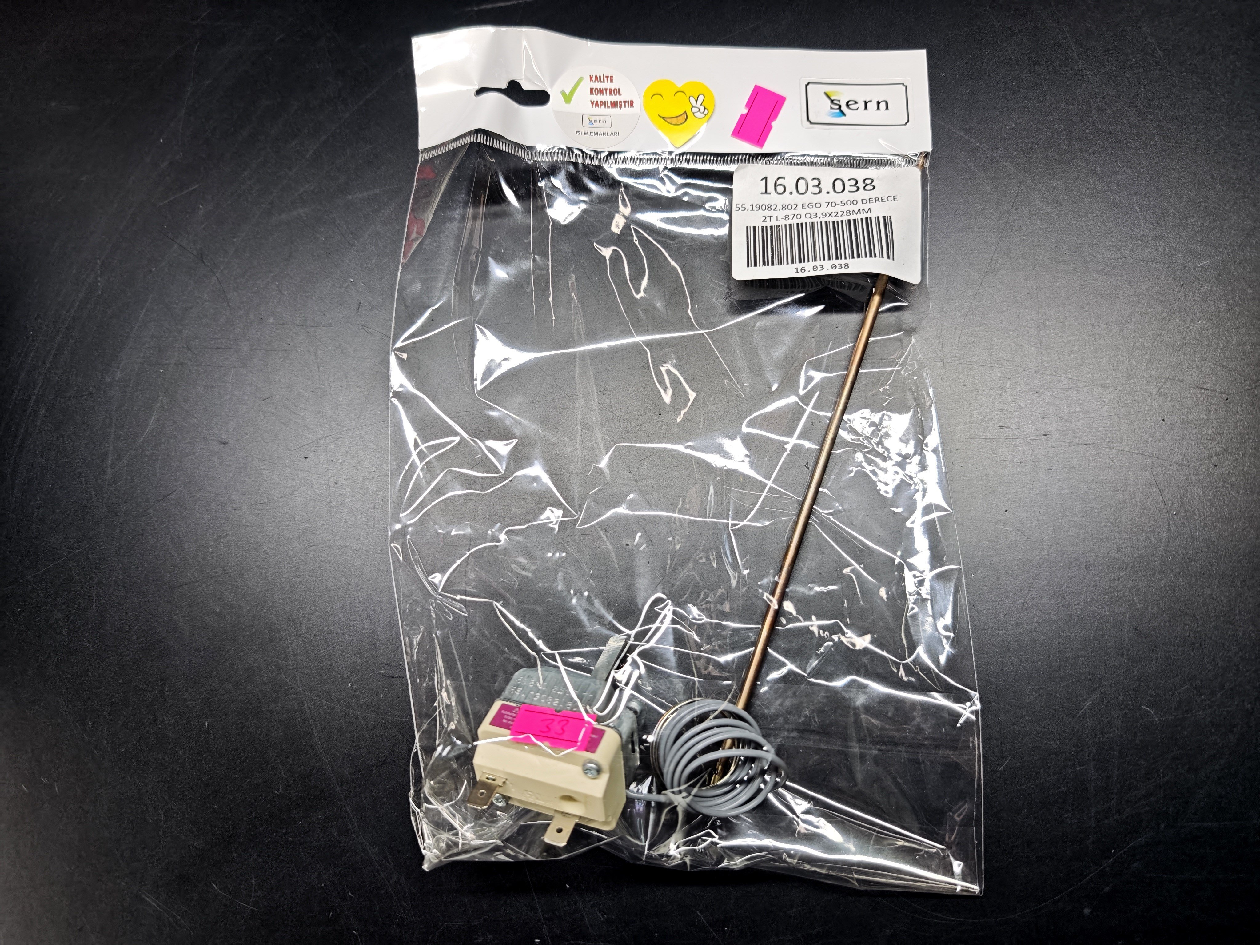 03.Tail ThermostatsEGO 55.19082.802 Single Phase High Temperature Thermostat 70-500°C 870mm Capillary Ø3.9×228mm ProbeEGO 55.19082.802 Single Phase High Temperature Thermostat 70-500°C 870mm Capillary Ø3.9×228mm Probe