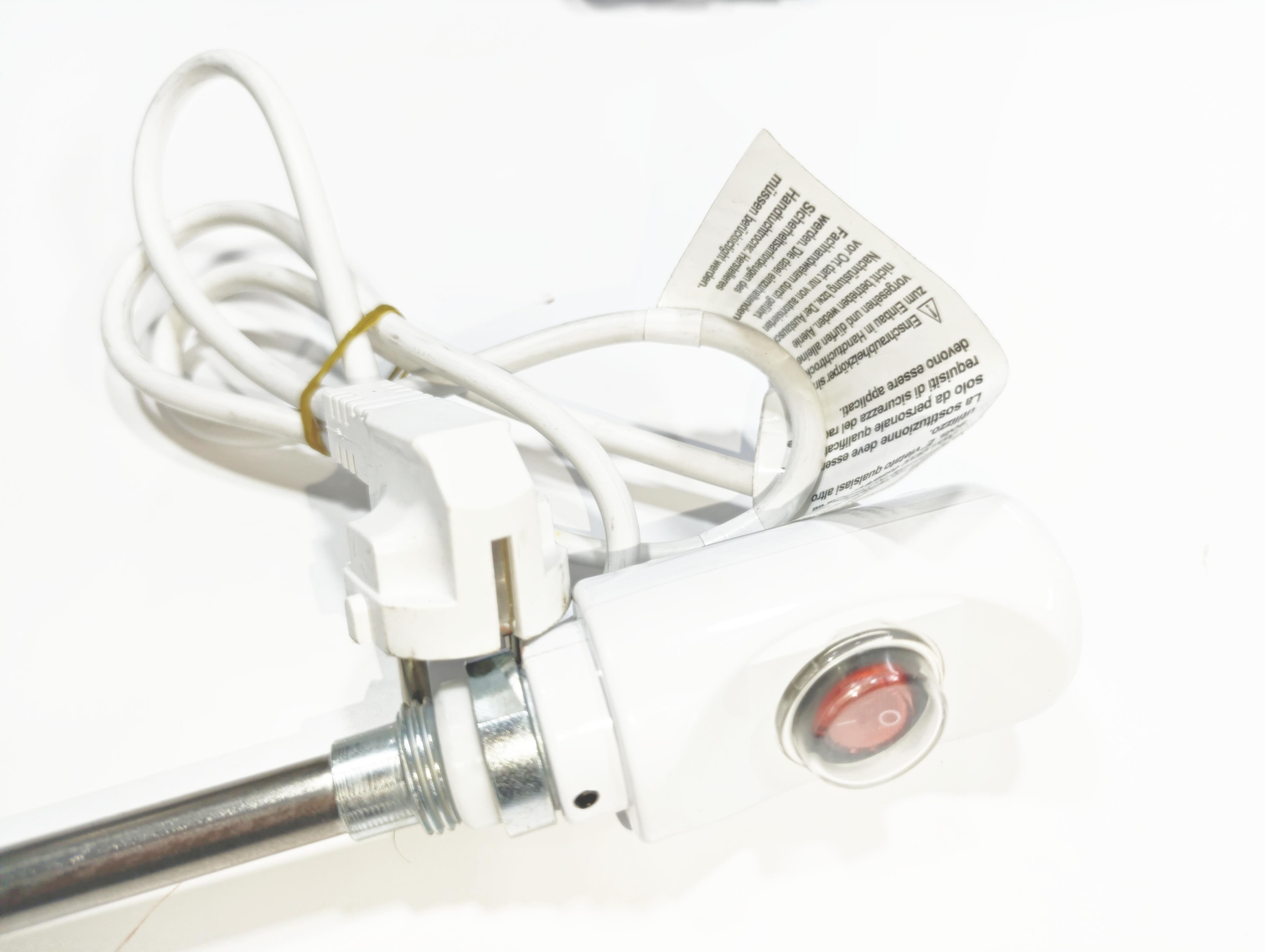 Havlupan Isıtıcı Rezistans 200W / 230V / L:330MM, Beyaz, On/Off Anahtar, HP03 Model - Towel Radiator Heater Resistors 200 W / 230 V / L:330 MM, White, On/Off Switch, HP03