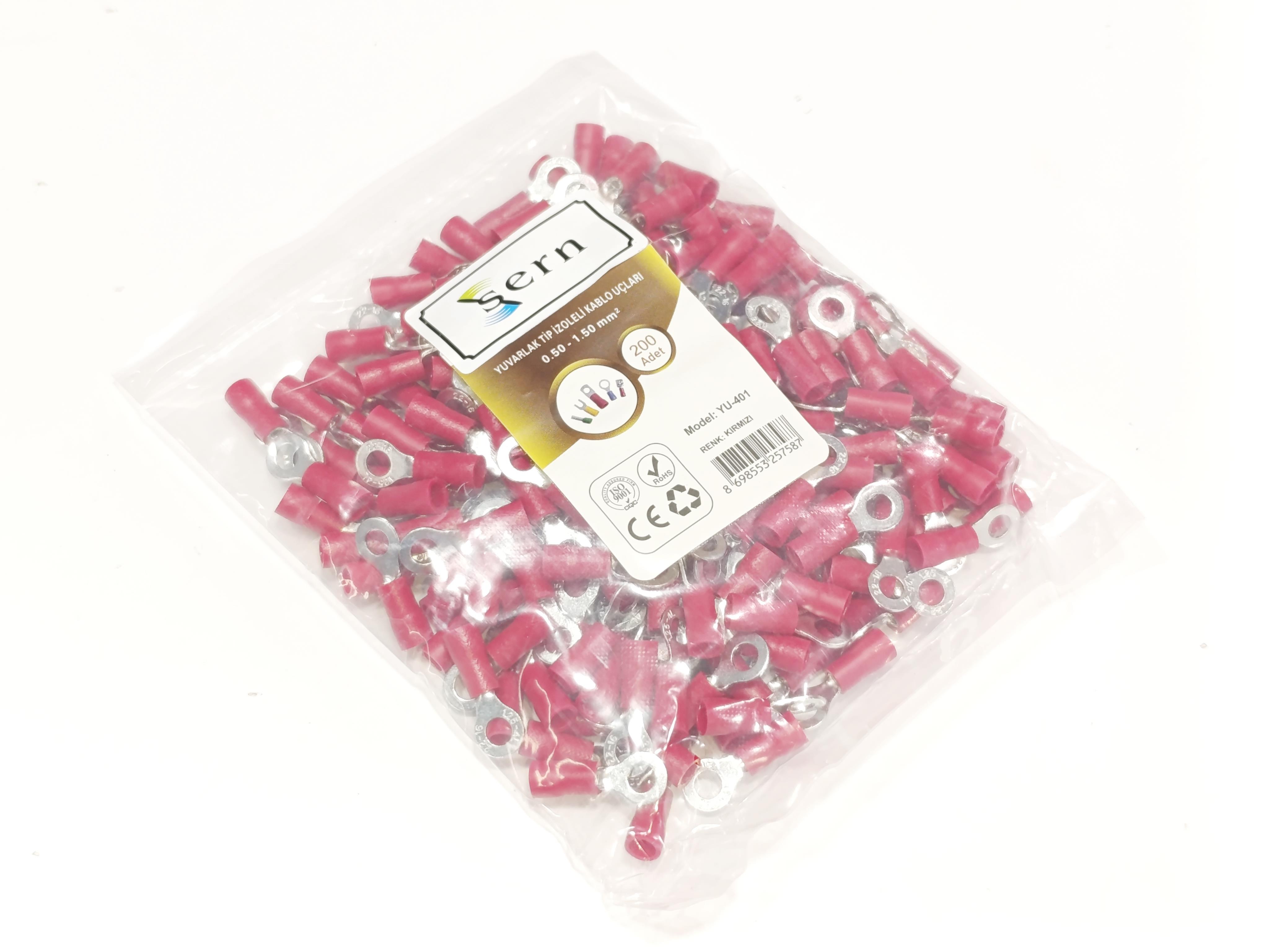  08.Insulated Cable EndsM4 (0.50 x 1.50 mm²) Round Type Insulated Cable End Terminals Red Colour – 1 Pack – 200 PiecesM4 (0.50 x 1.50 mm²) Round Type Insulated Cable End Terminals Red Colour – 1 Pack – 200 Pieces