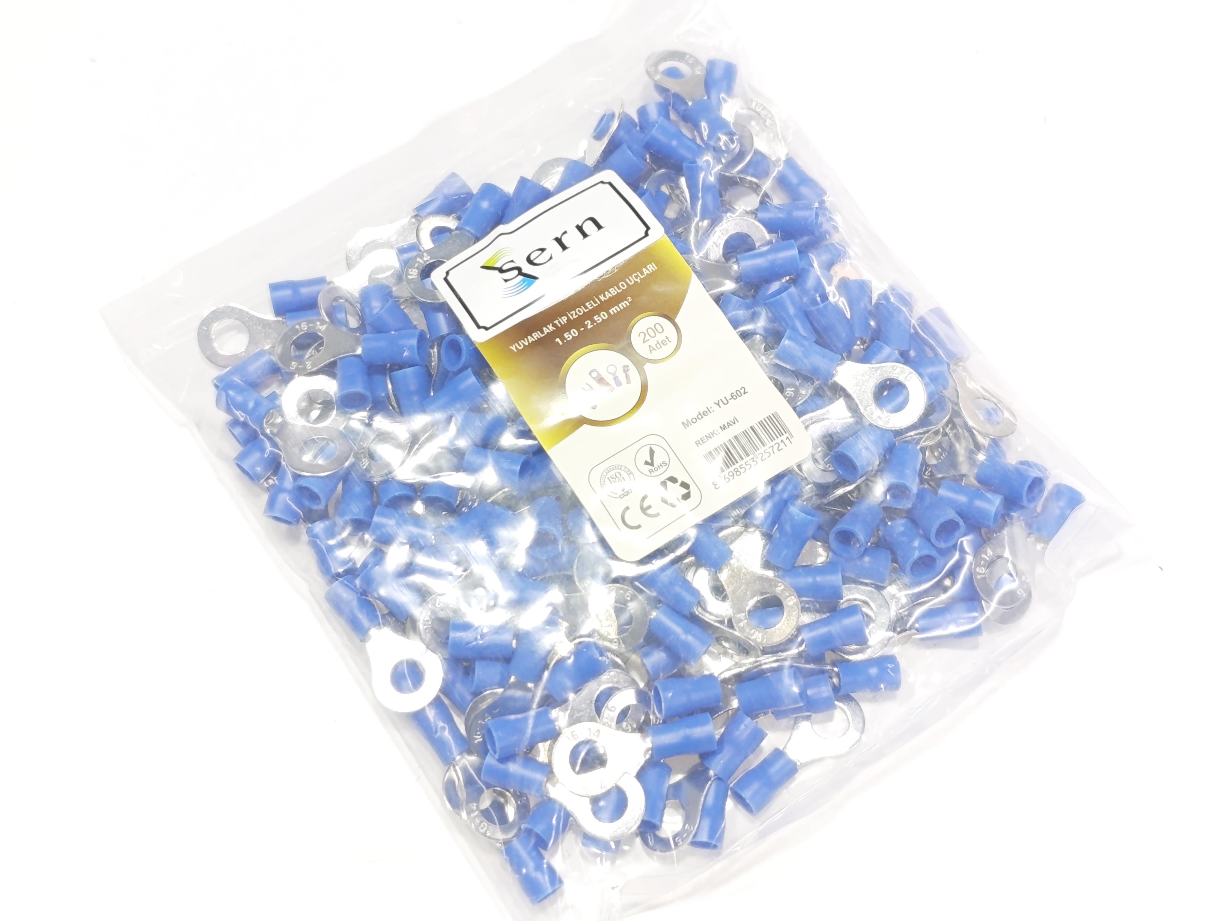  08.Insulated Cable EndsM6 (1.50 x 2.50 mm²) Round Type Insulated Cable End Terminals Blue Colour – 1 Pack – 200 PiecesM6 (1.50 x 2.50 mm²) Round Type Insulated Cable End Terminals Blue Colour – 1 Pack – 200 Pieces
