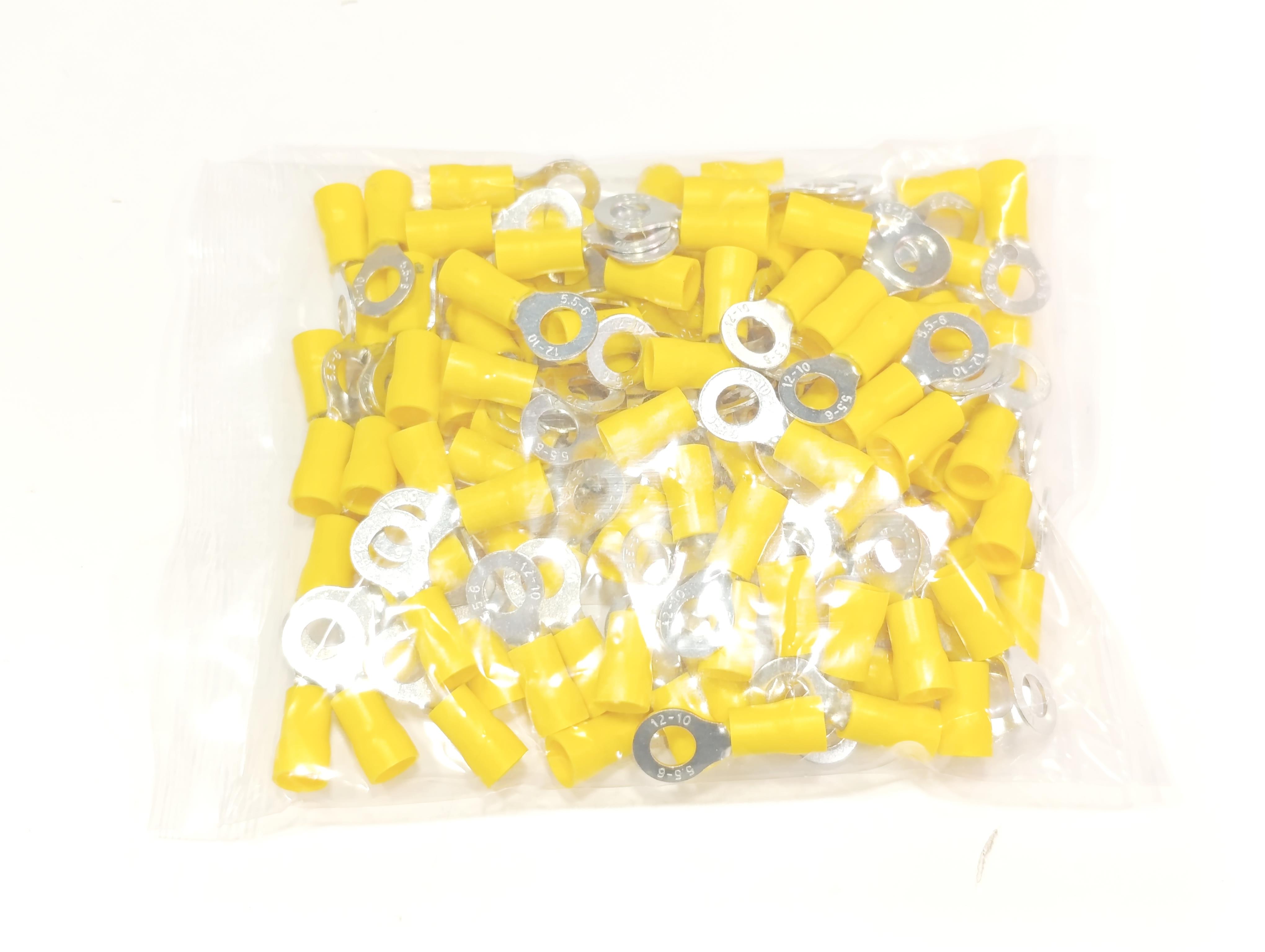  08.Insulated Cable EndsM6 (4 x 6 mm²) Round Type Insulated Cable End Terminals Yellow Colour – 1 Pack – 100 PiecesM6 (4 x 6 mm²) Round Type Insulated Cable End Terminals Yellow Colour – 1 Pack – 100 Pieces