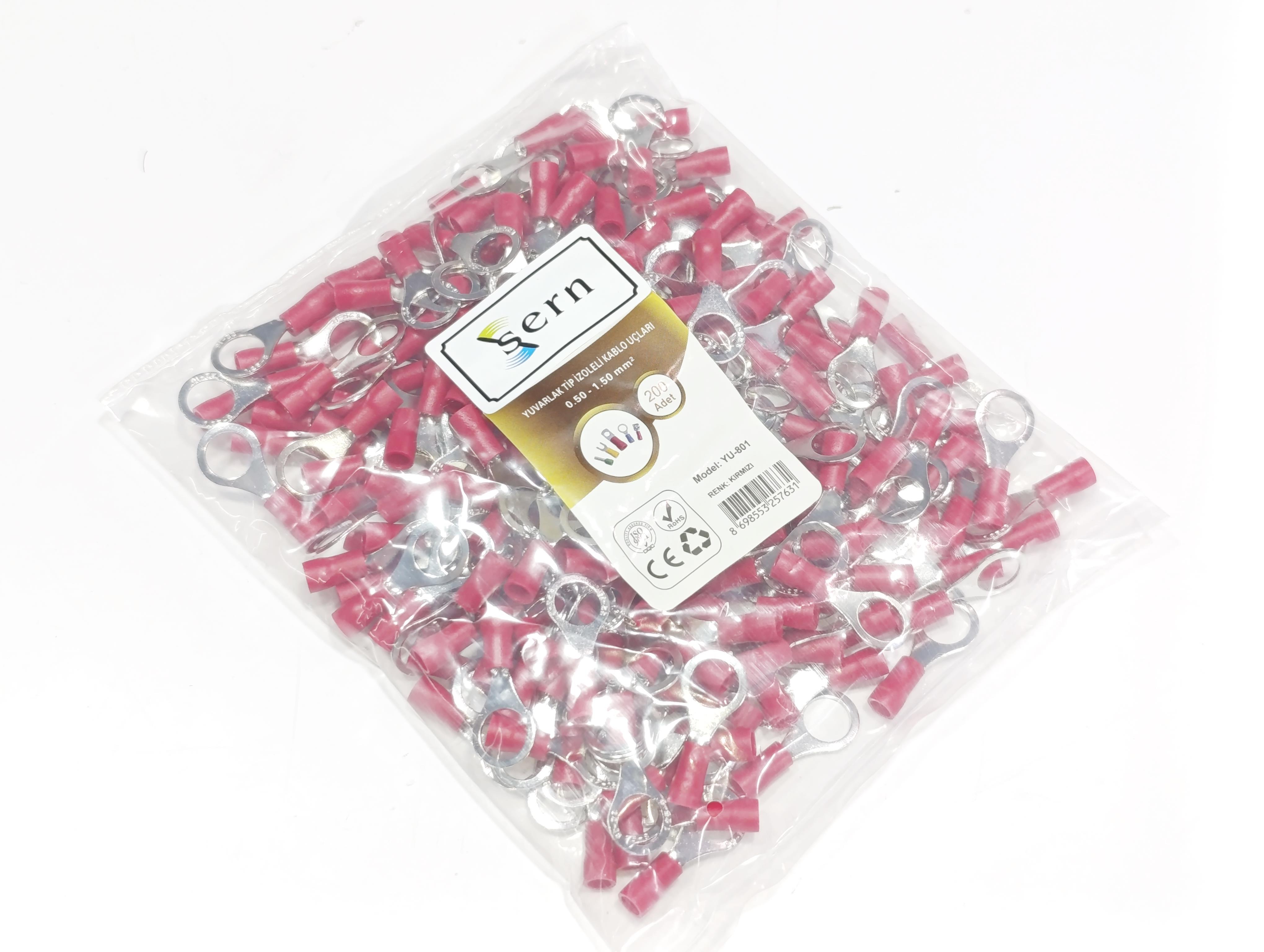  08.Insulated Cable EndsM8 (0.50 x 1.50 mm²) Round Type Insulated Cable End Terminals Red Colour – 1 Pack – 200 PiecesM8 (0.50 x 1.50 mm²) Round Type Insulated Cable End Terminals Red Colour – 1 Pack – 200 Pieces