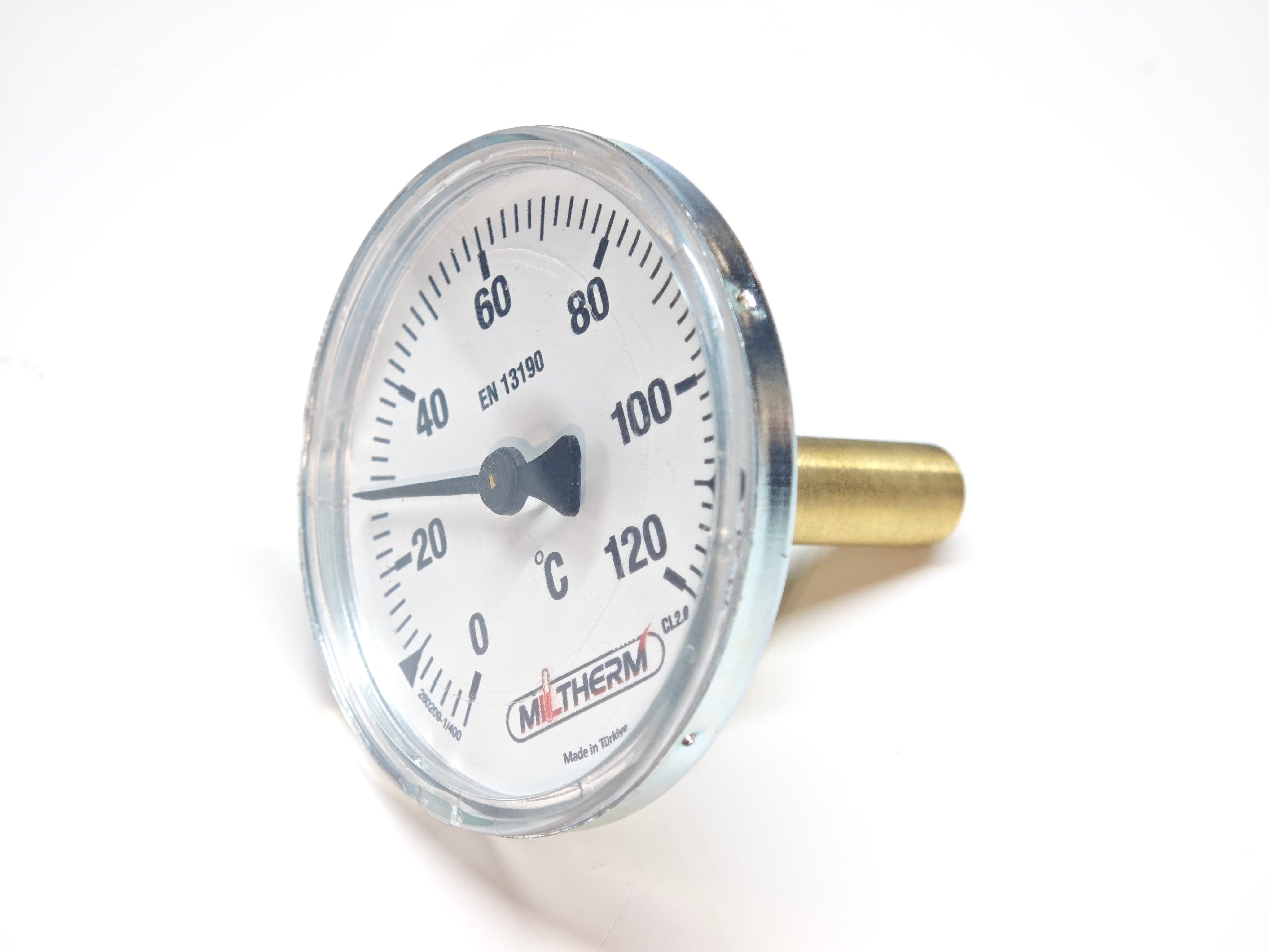03.Indicators & NipplesMILTHERM Bi-Metal Thermometer 0-120°C Ø63mm 50mm Rear Connection G1/2