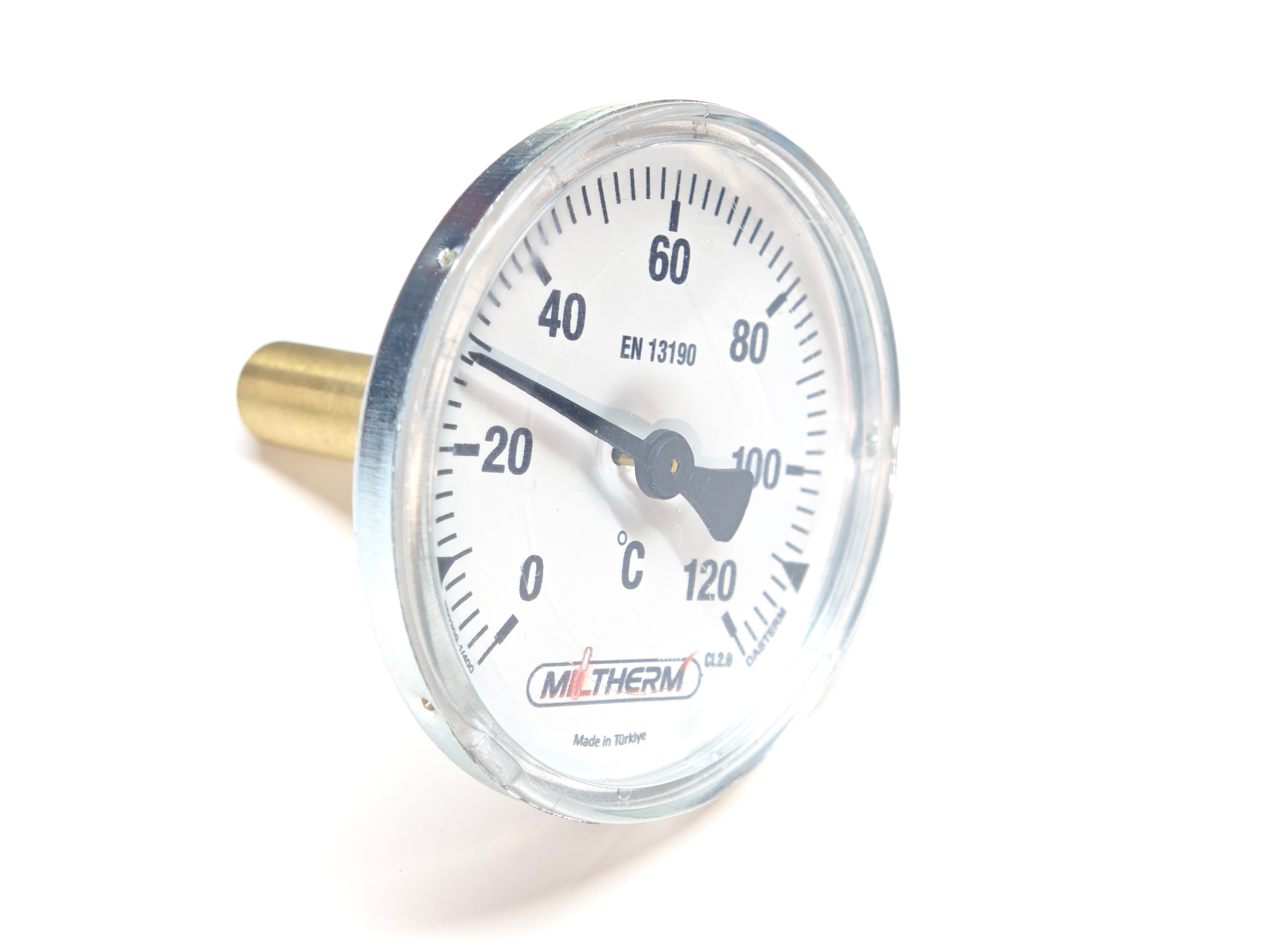 03.Indicators & NipplesMILTHERM Bi-Metal Thermometer 0-120°C Ø63mm 50mm Rear Connection G1/2