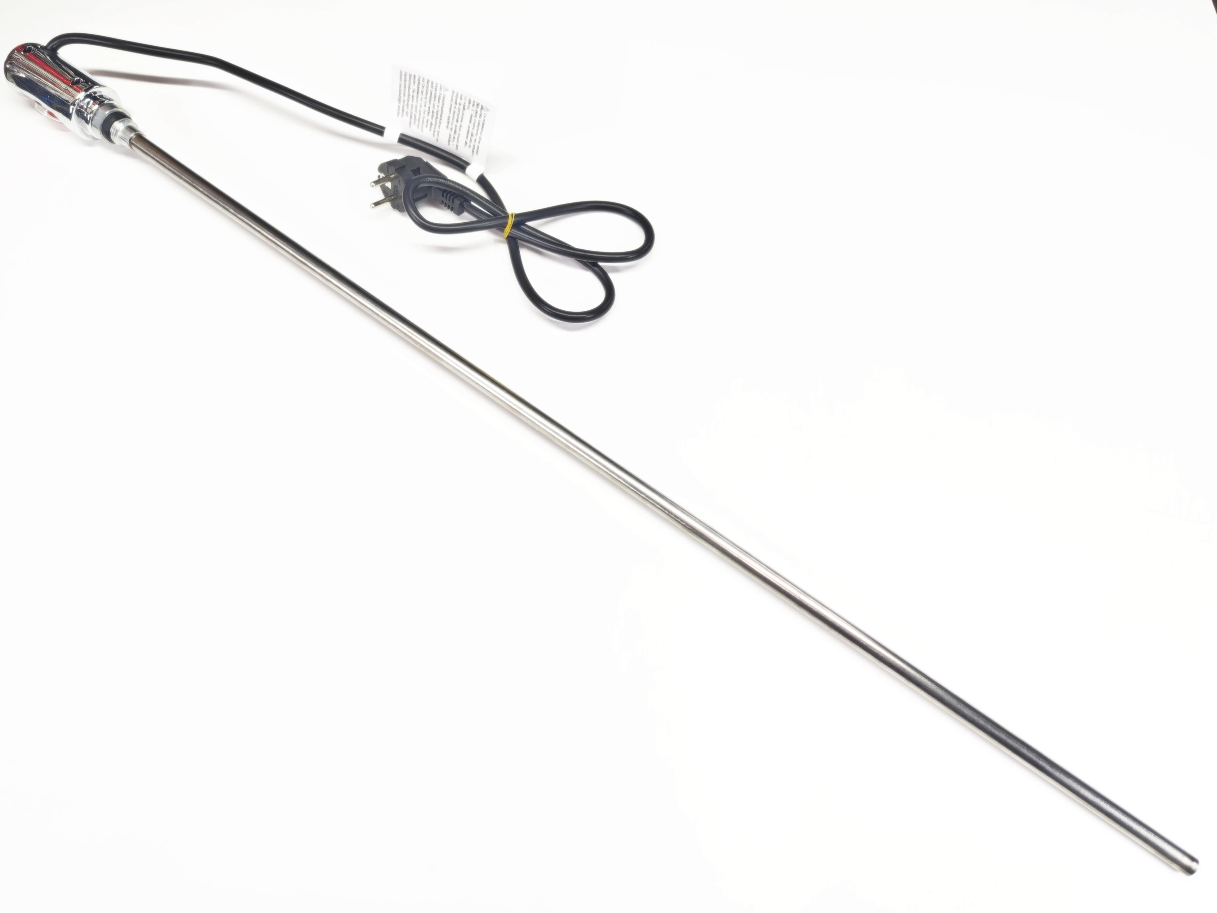 05.On/Off Switch Towel Radiator Heating ElementsSERN HP03 Towel Rail Heating Element 1500W 230V 900mm Chrome Plug-in with On/Off Switch 80°C Thermostat 1/2