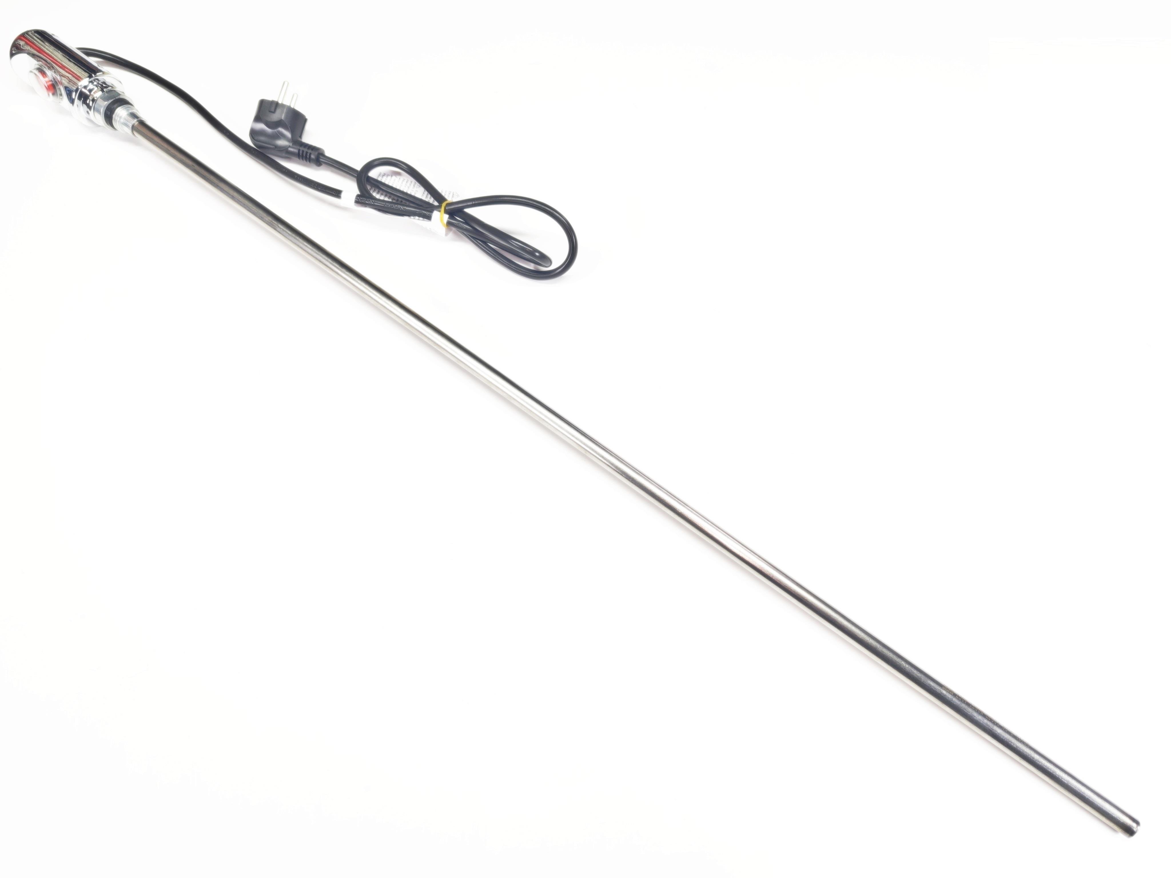 05.On/Off Switch Towel Radiator Heating ElementsSERN HP03 Towel Rail Heating Element 1200W 230V 900mm Chrome Plug-in with On/Off Switch 80°C Thermostat 1/2