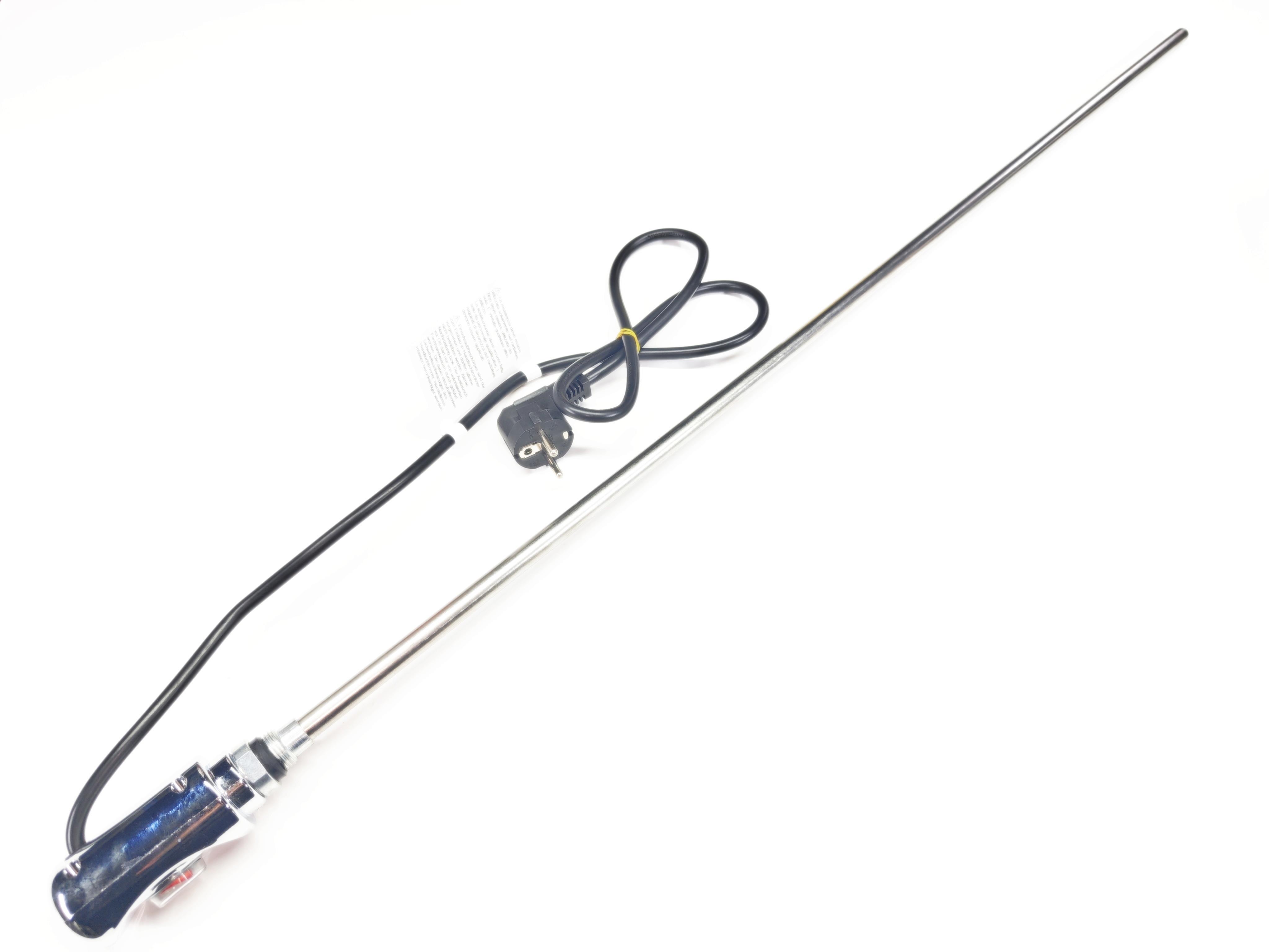 05.On/Off Switch Towel Radiator Heating ElementsSERN HP03 Towel Rail Heating Element 1500W 230V 900mm Chrome Plug-in with On/Off Switch 80°C Thermostat 1/2