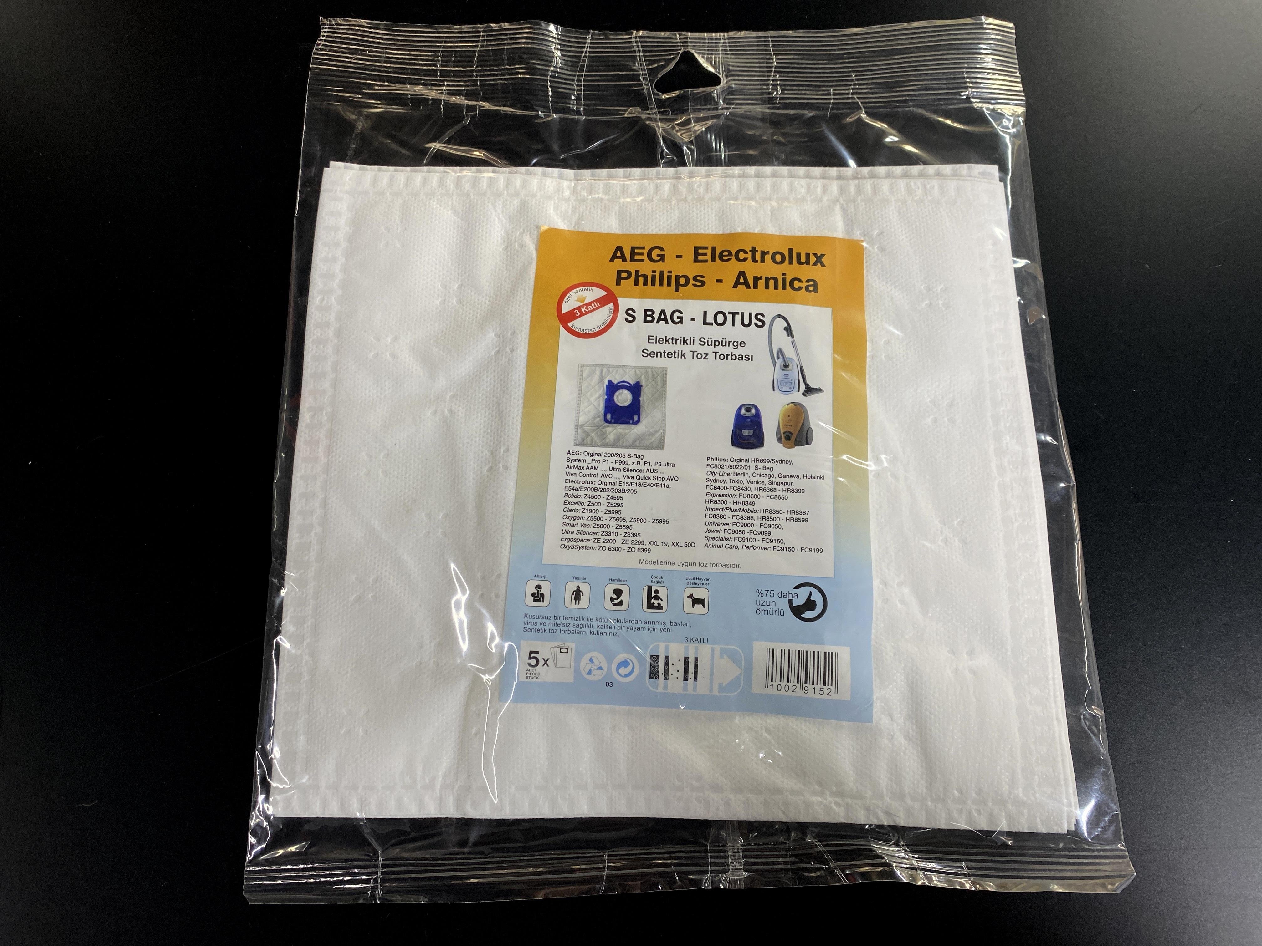 02.Vacuum Cleaner SMS BagsSMS Synthetic Vacuum Cleaner Dust Bag Compatible with Philips S-Bag Model (5-Pack)SMS Synthetic Vacuum Cleaner Dust Bag Compatible with Philips S-Bag Model (5-Pack)