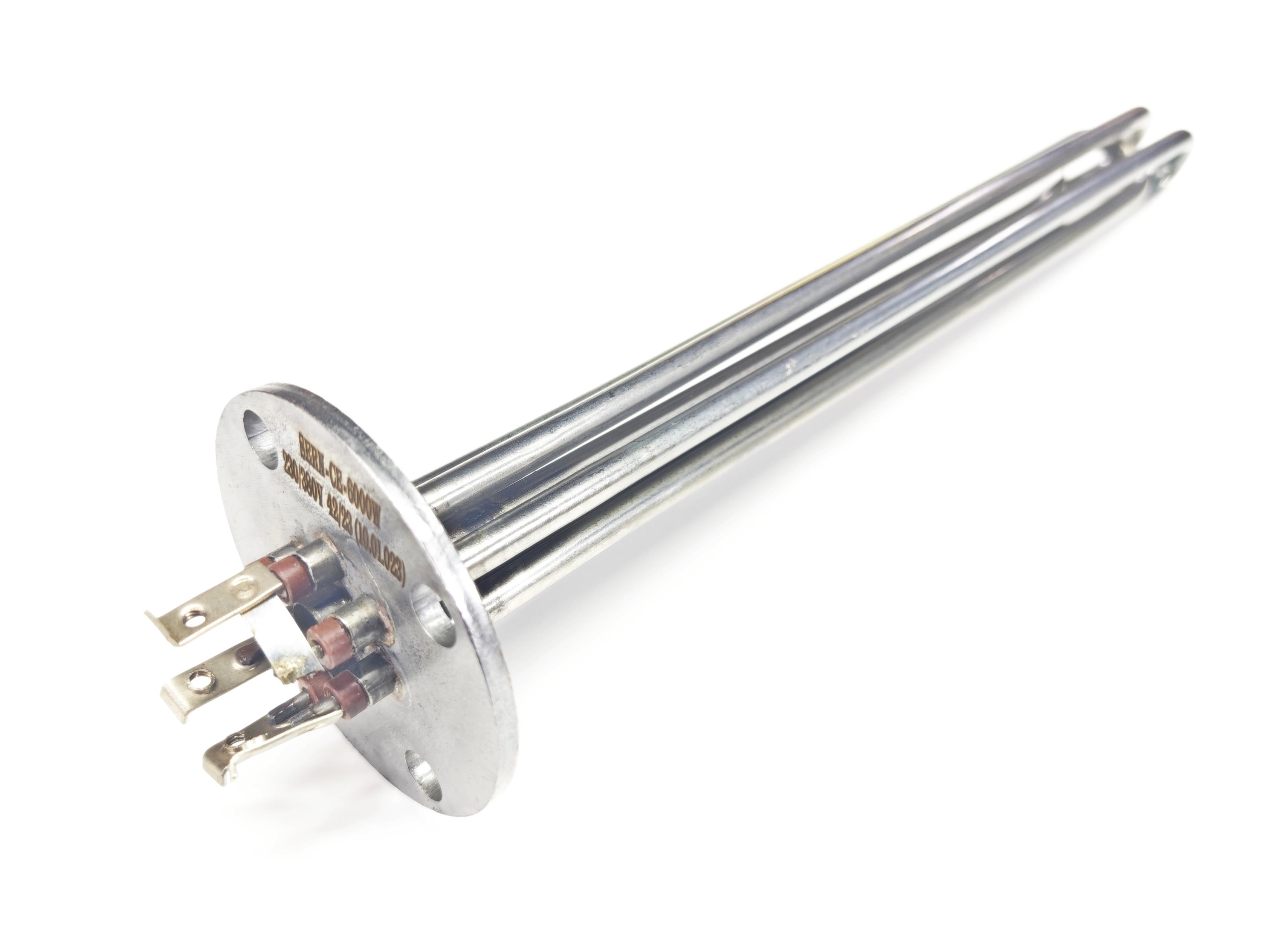 01.Water Heater Spare PartsStainless Steel CR304 Water Heater Element 6KW 230–400V with Round Flange – 35cmStainless Steel CR304 Water Heater Element 6KW 230–400V with Round Flange – 35cm