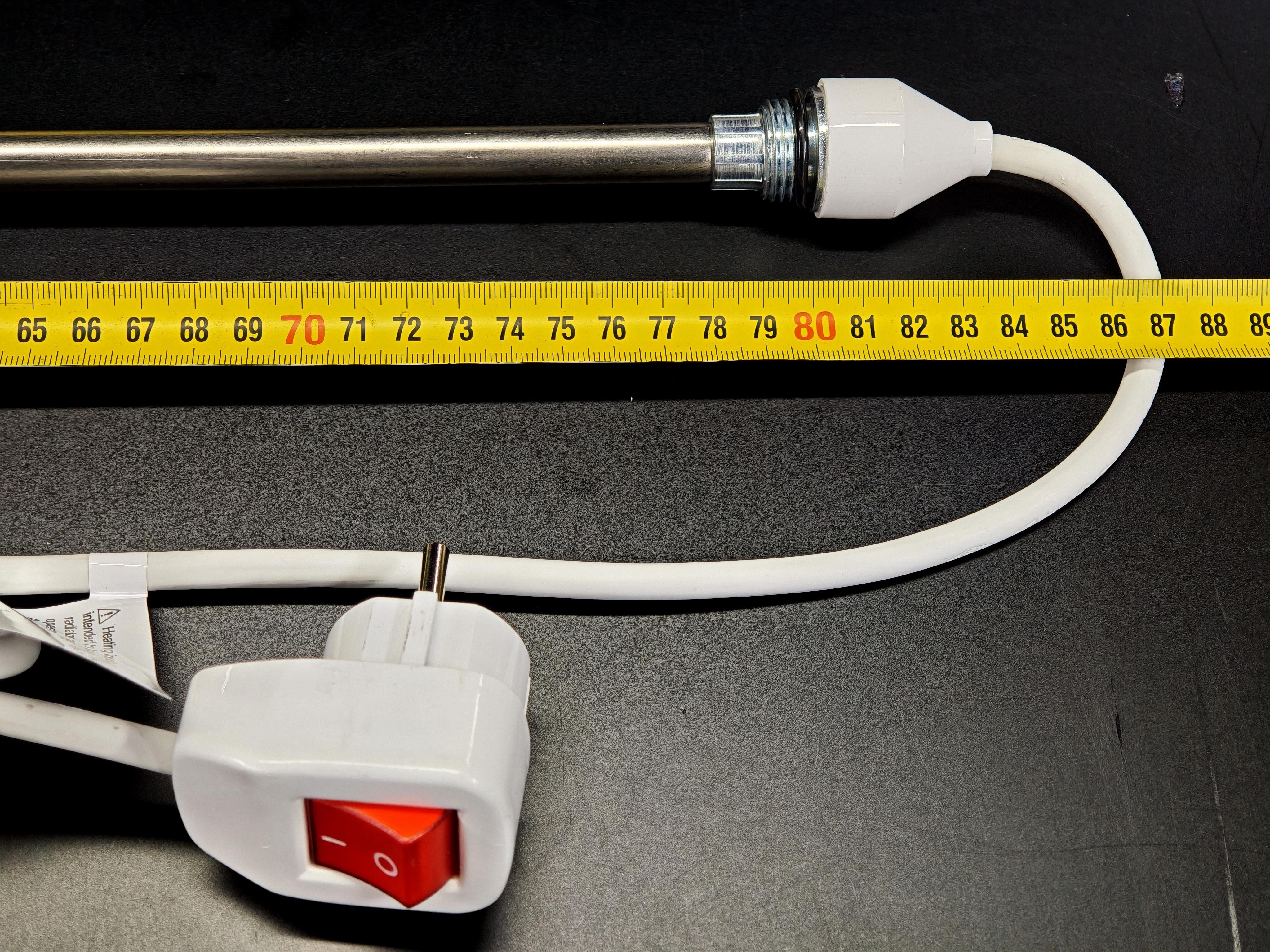 05.On/Off Switch Towel Radiator Heating ElementsTowel Radiator Heater Resistors 1200 W / 230 V / L:900 MM, White, On/Off Switch, HP04Towel Radiator Heater Resistors 1200 W / 230 V / L:900 MM, White, On/Off Switch, HP04