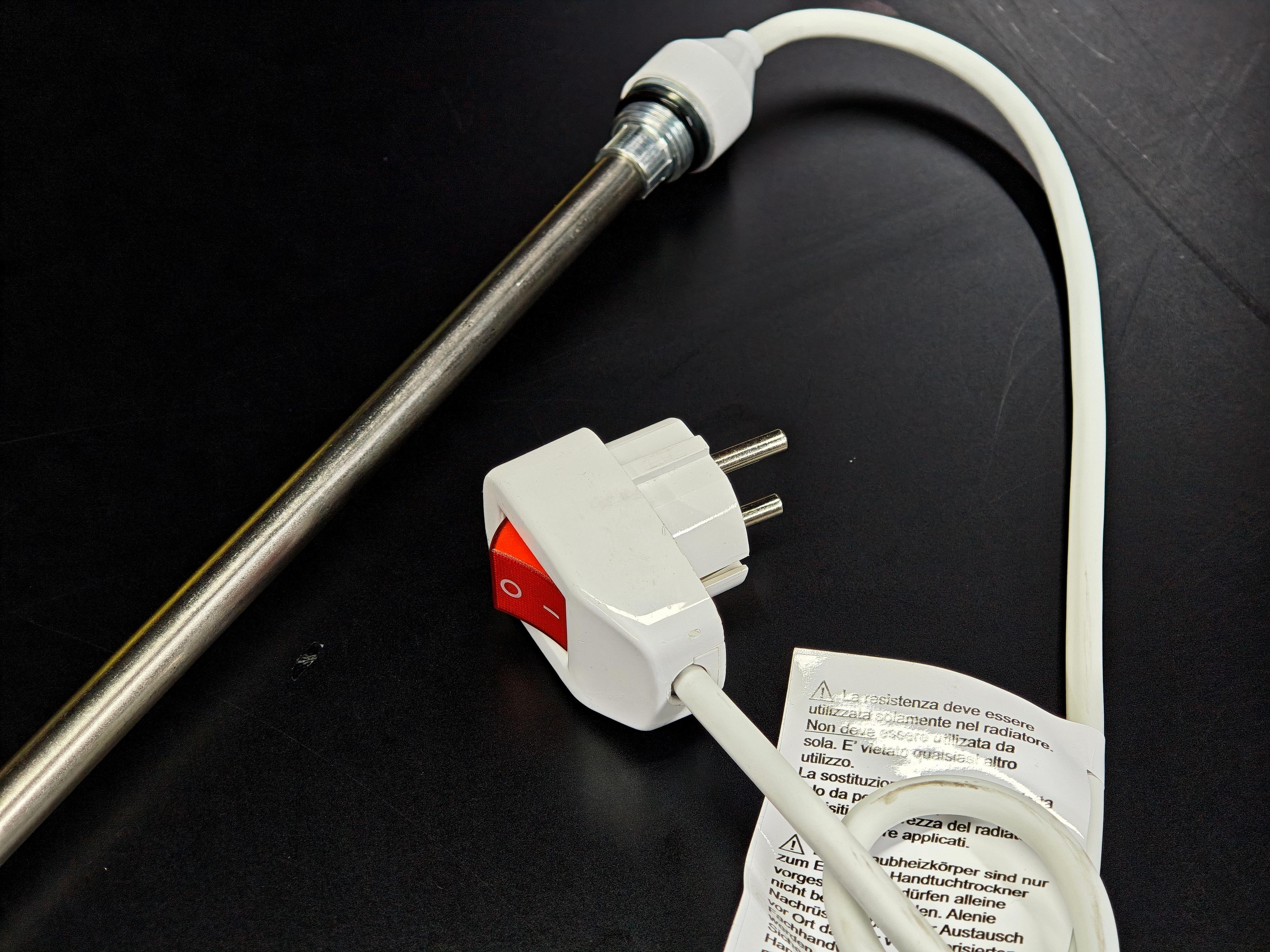 05.On/Off Switch Towel Radiator Heating ElementsTowel Radiator Heater Resistors 1200 W / 230 V / L:900 MM, White, On/Off Switch, HP04Towel Radiator Heater Resistors 1200 W / 230 V / L:900 MM, White, On/Off Switch, HP04