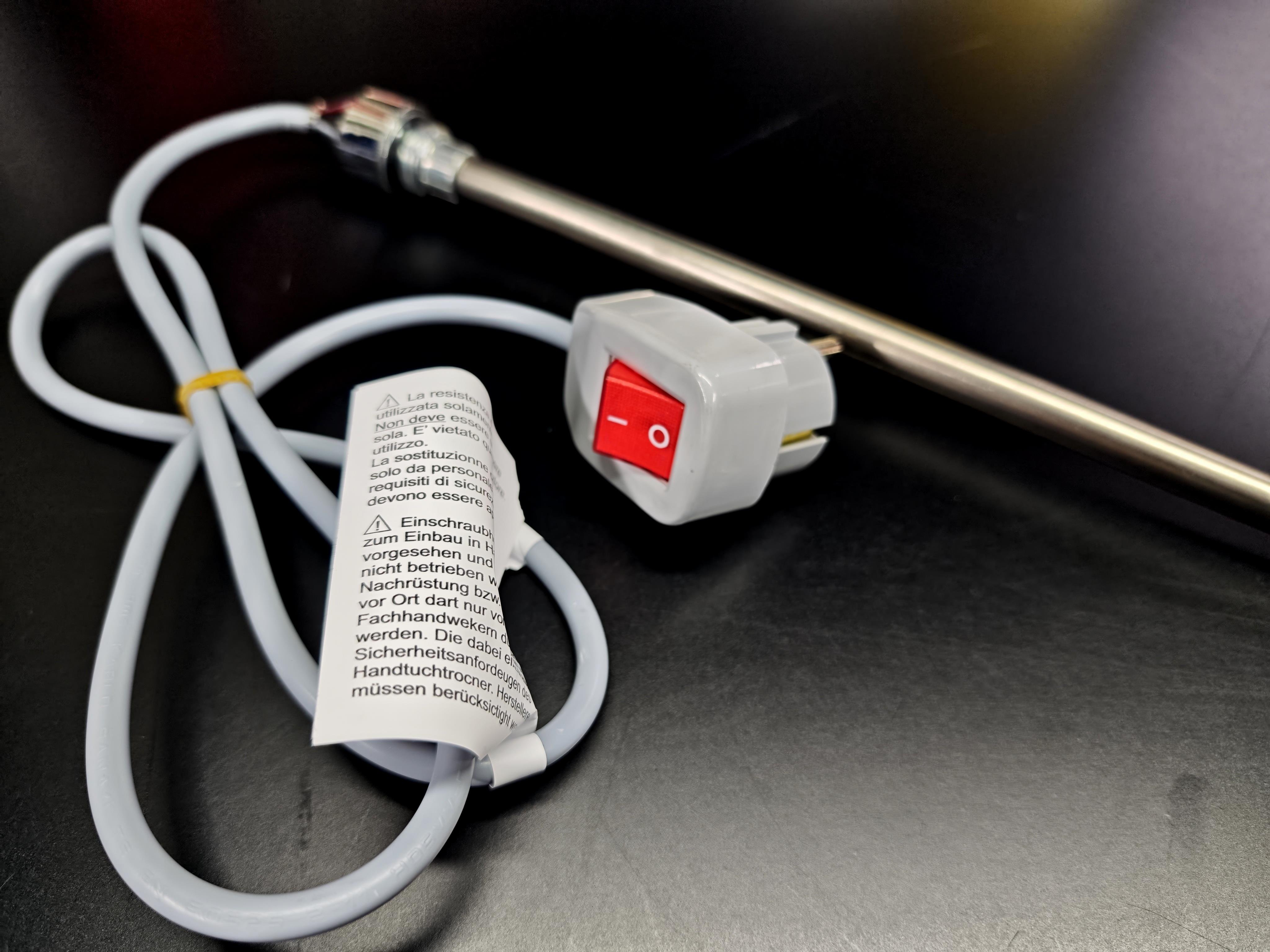 05.On/Off Switch Towel Radiator Heating ElementsTowel Radiator Heater Resistors 1500 W / 230 V / L:1200 MM, Grey, On/Off Switch, HP04Towel Radiator Heater Resistors 1500 W / 230 V / L:1200 MM, Grey, On/Off Switch, HP04