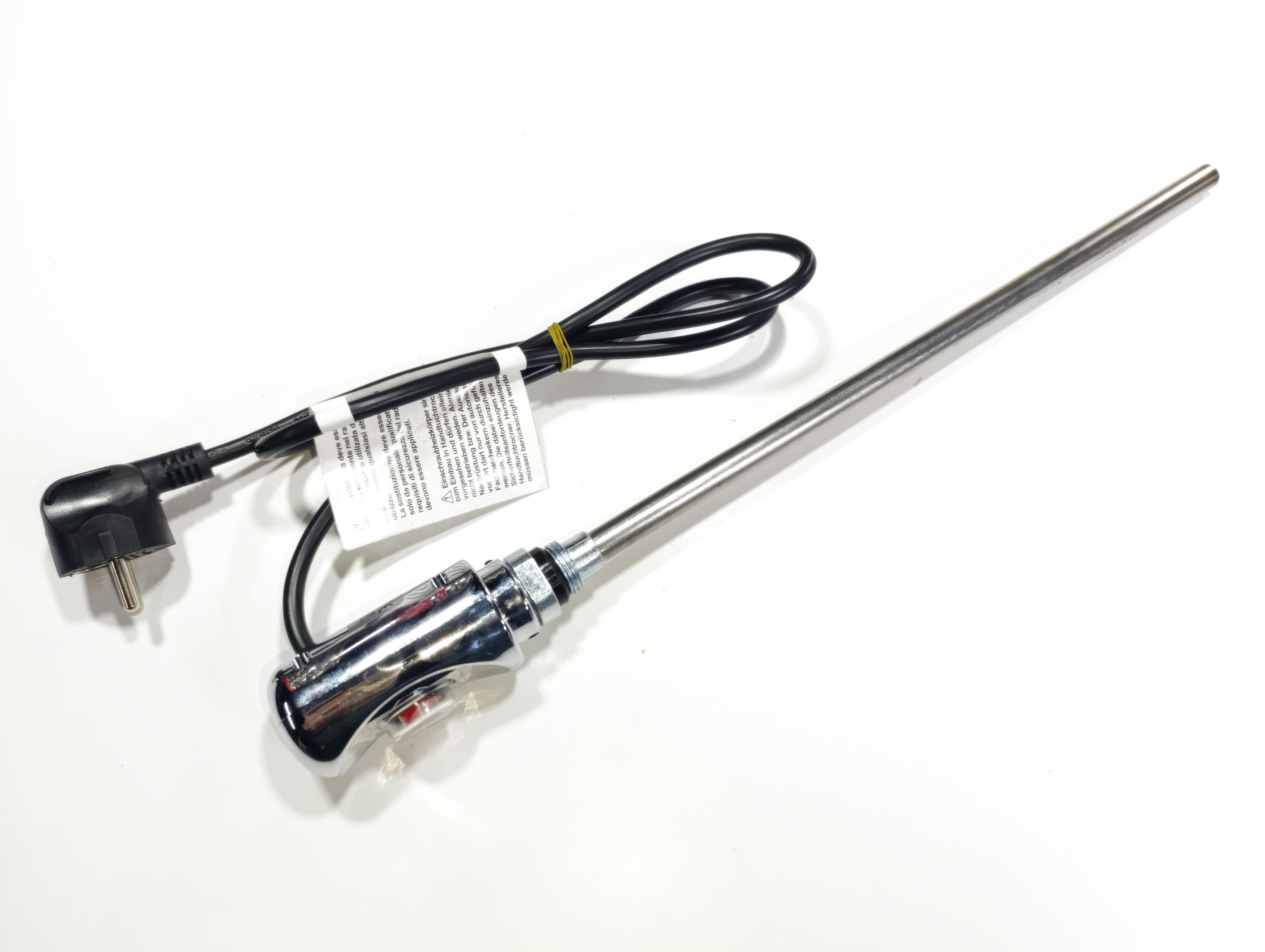 Towel Radiator Heater Resistors 400 W / 230 V / L:370 MM, Chrome, On/Off Switch, HP03