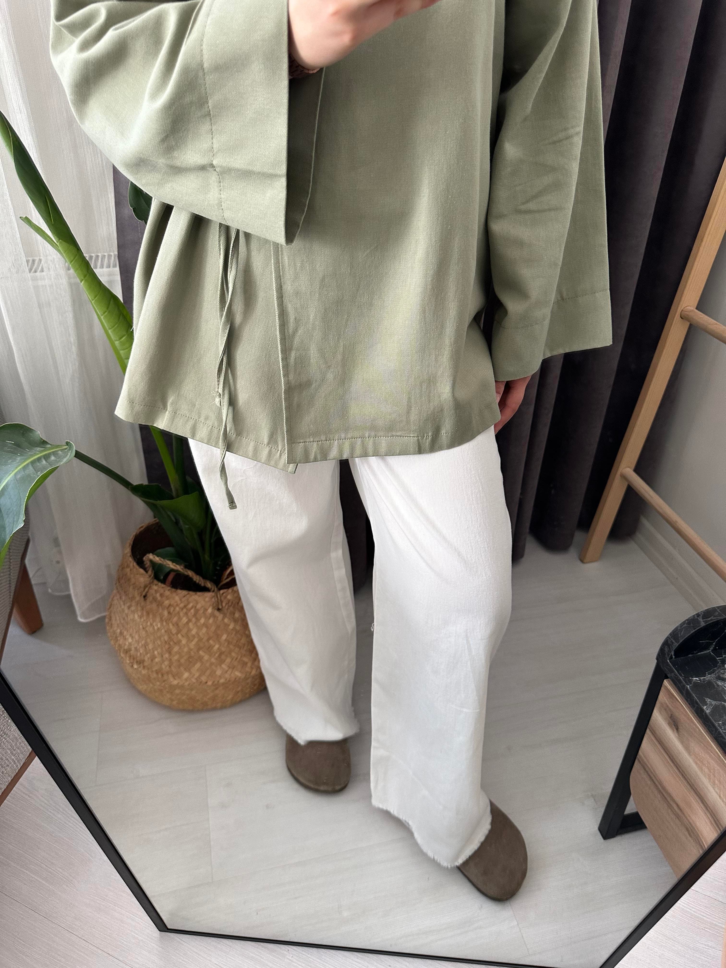 Beyaz Lazer Paça Pantolon