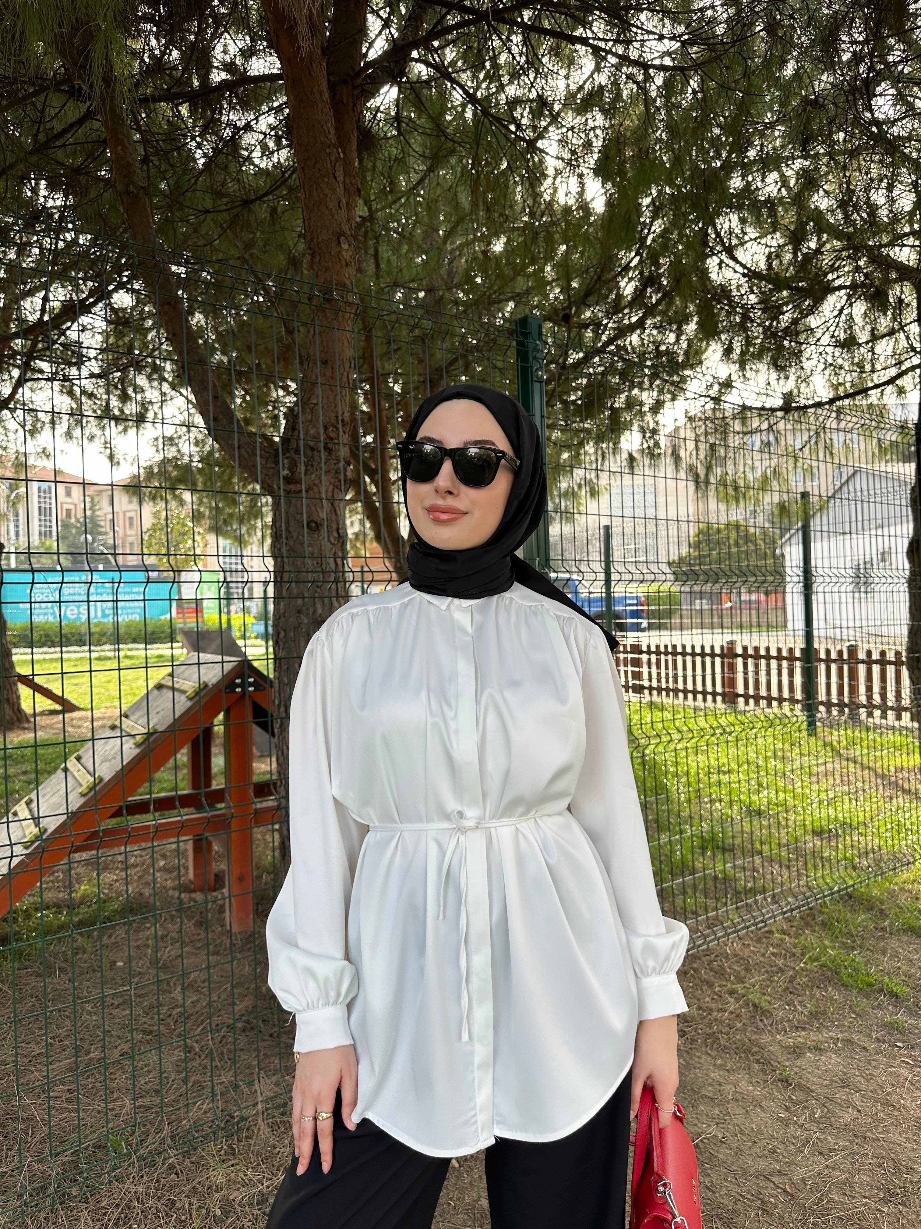 Ekru Saten Gömlek