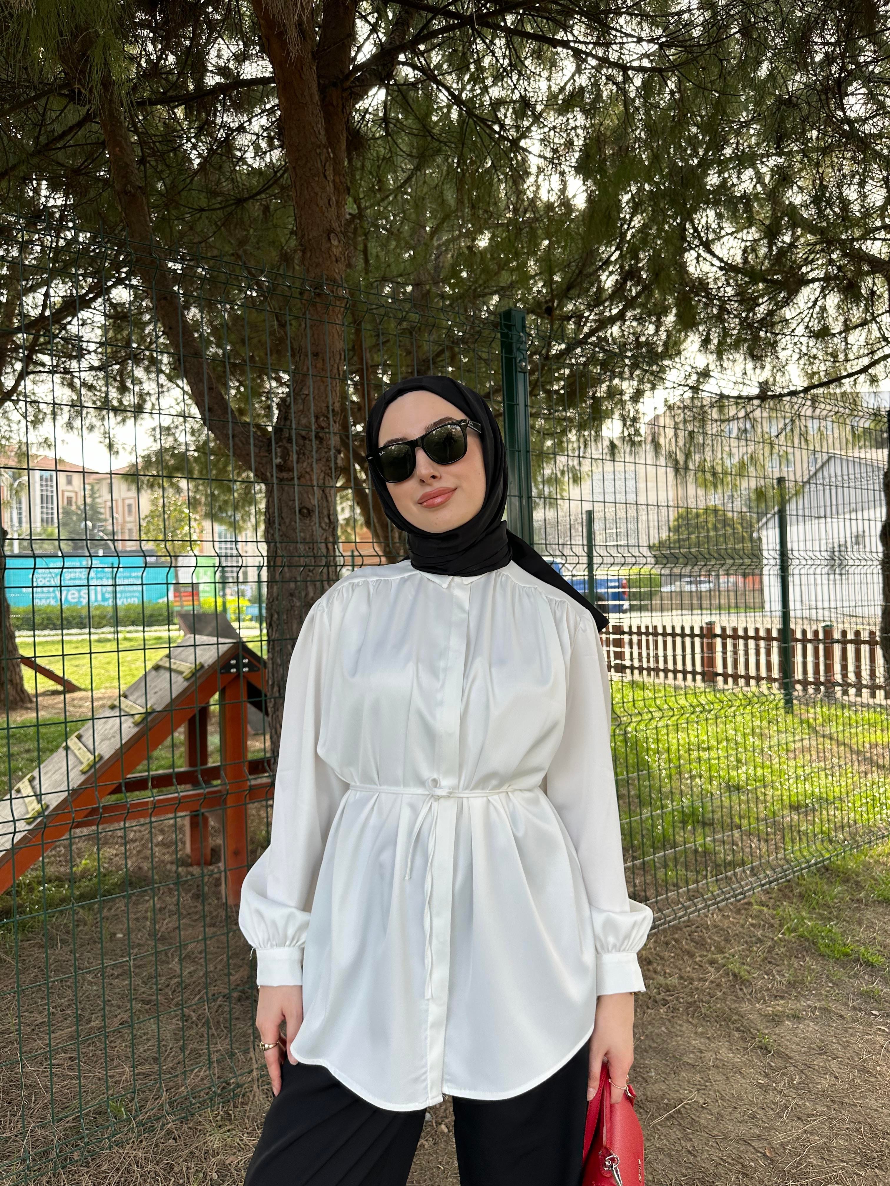 Ekru Saten Gömlek