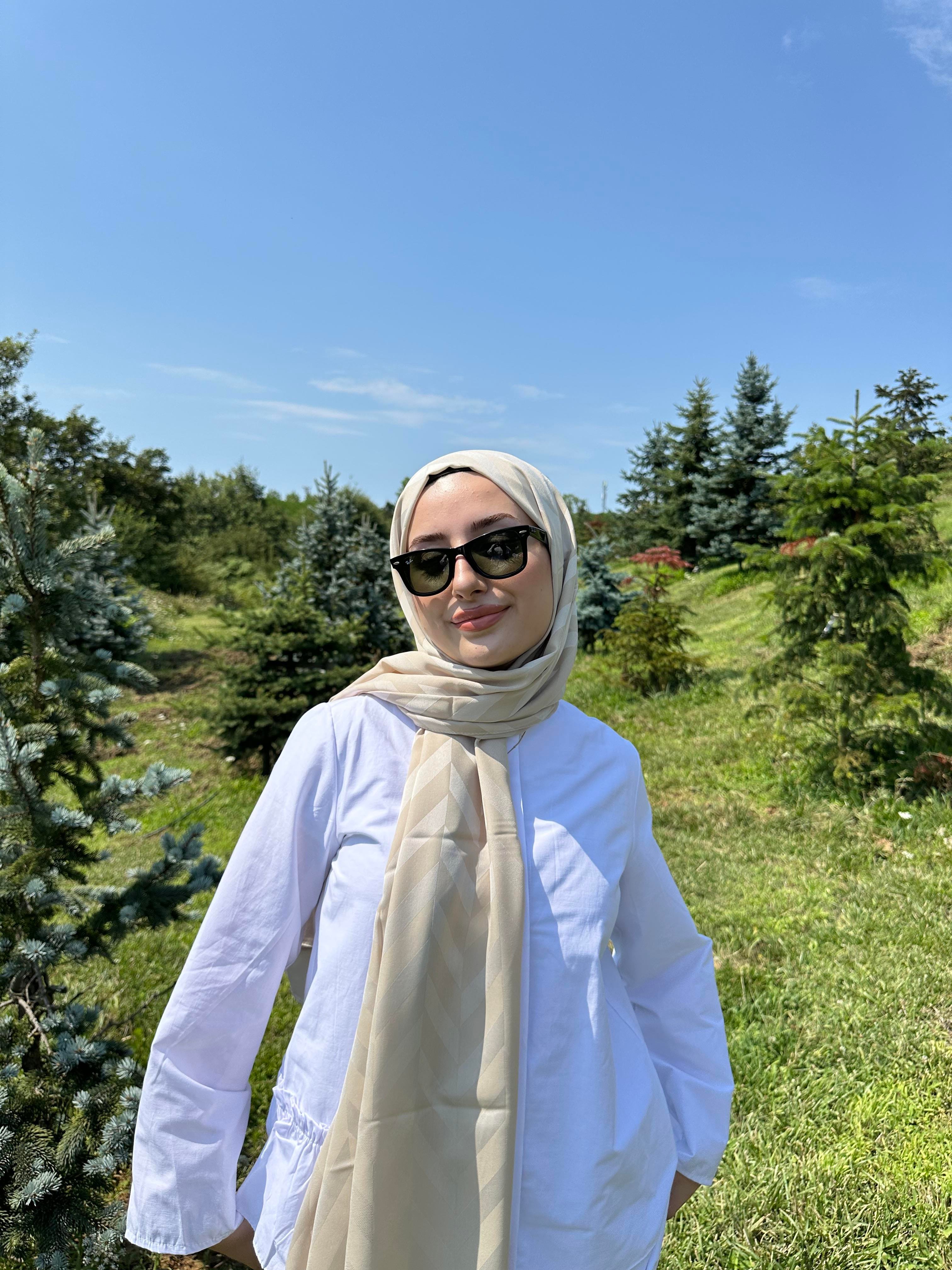 FİLDİŞİ BALIKSIRTI DESEN JAKAR ŞAL