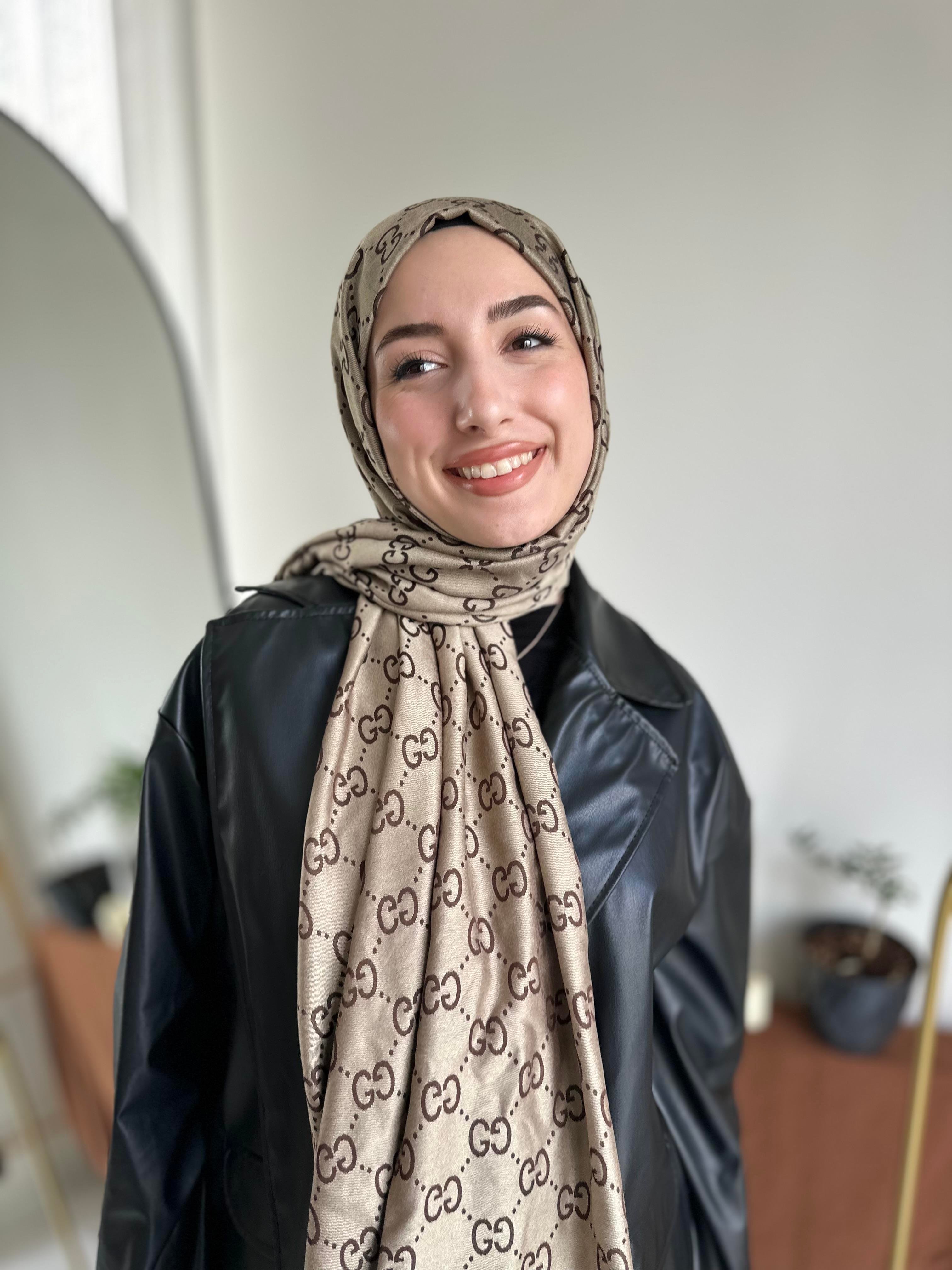 Kahve G Desen Çift Taraflı Kaşmir Şal
