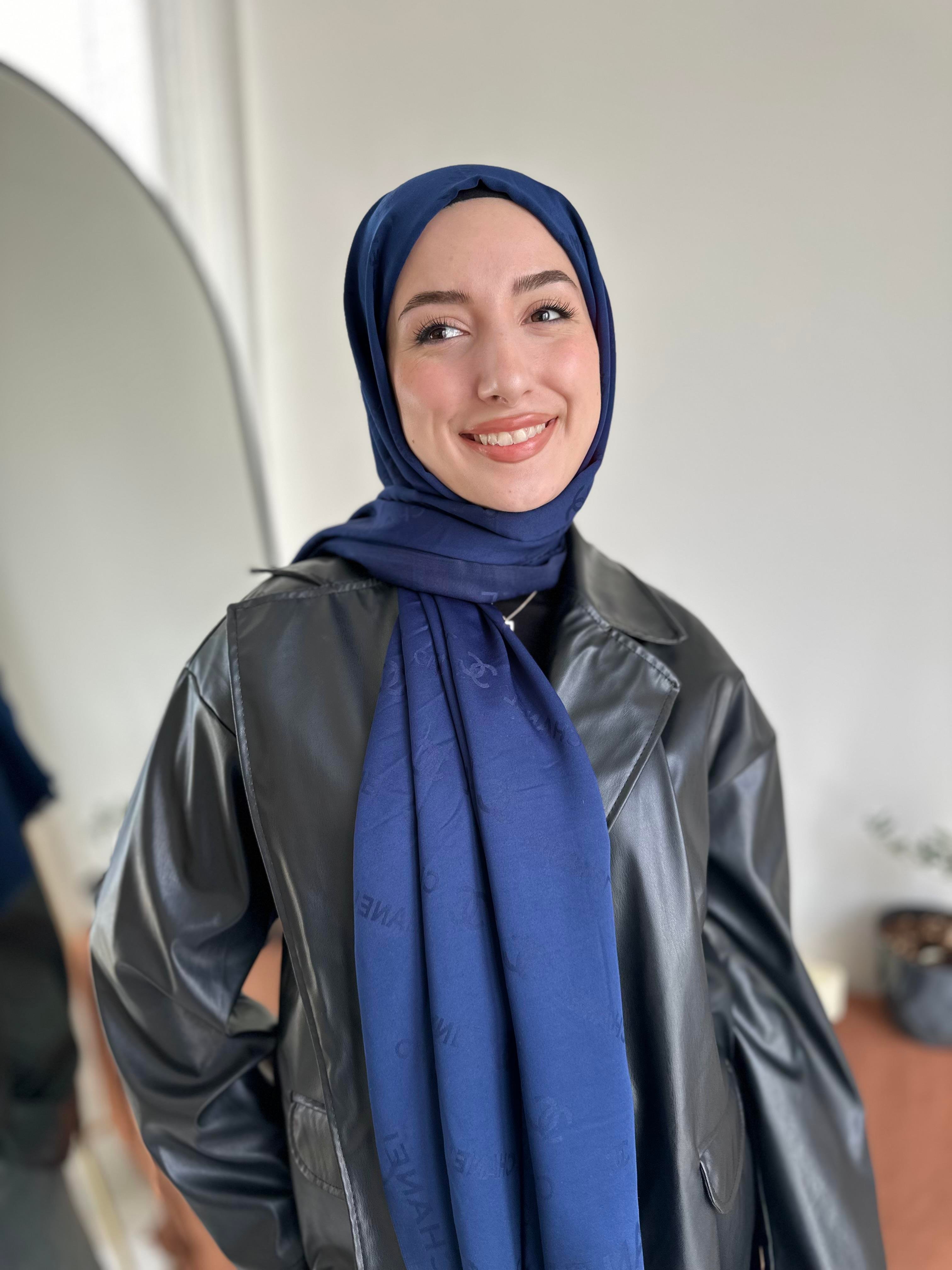 Lacivert Chanel Kaşmir Şal